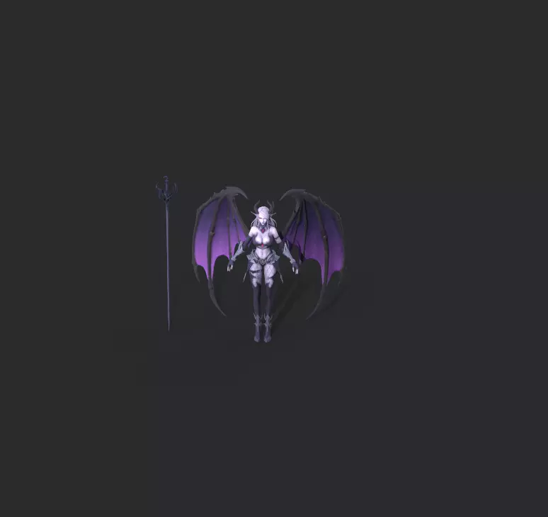 Female demon Low-poly 3D model_16