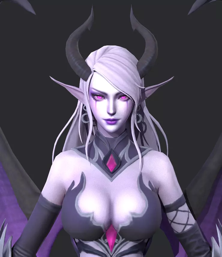 Female demon Low-poly 3D model_13