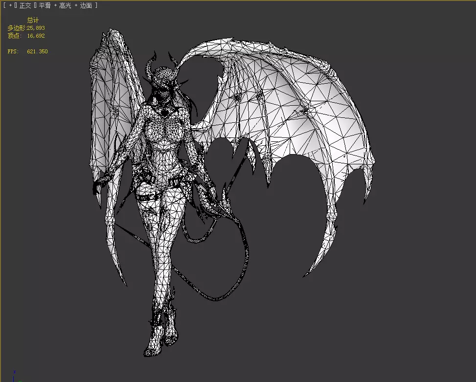 Female demon Low-poly 3D model_28