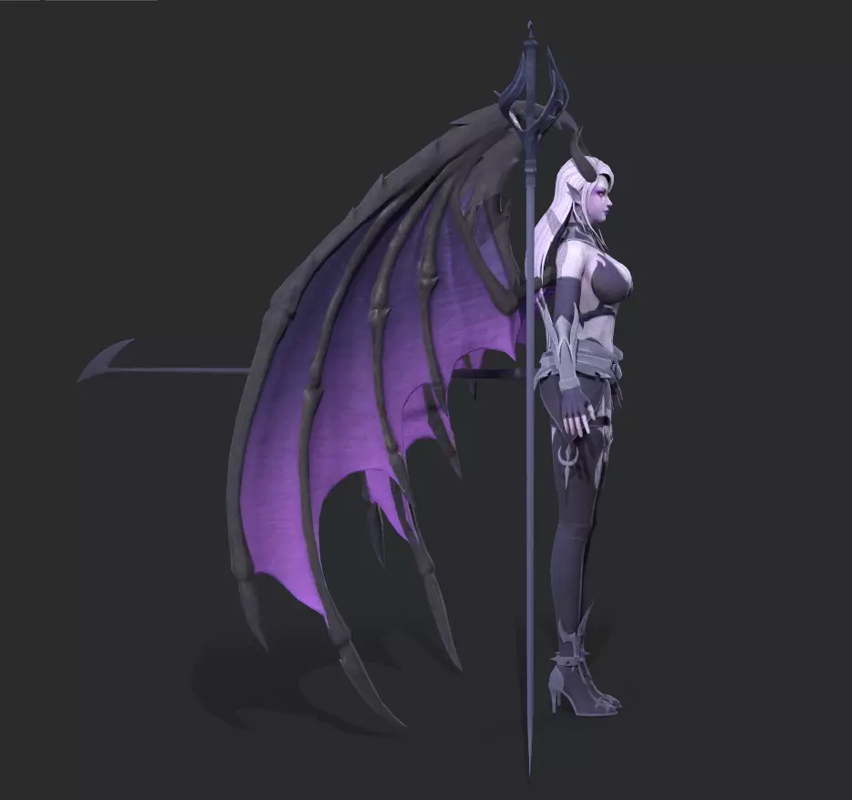Female demon Low-poly 3D model_8
