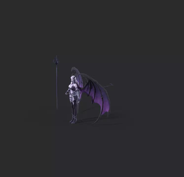 Female demon Low-poly 3D model_17