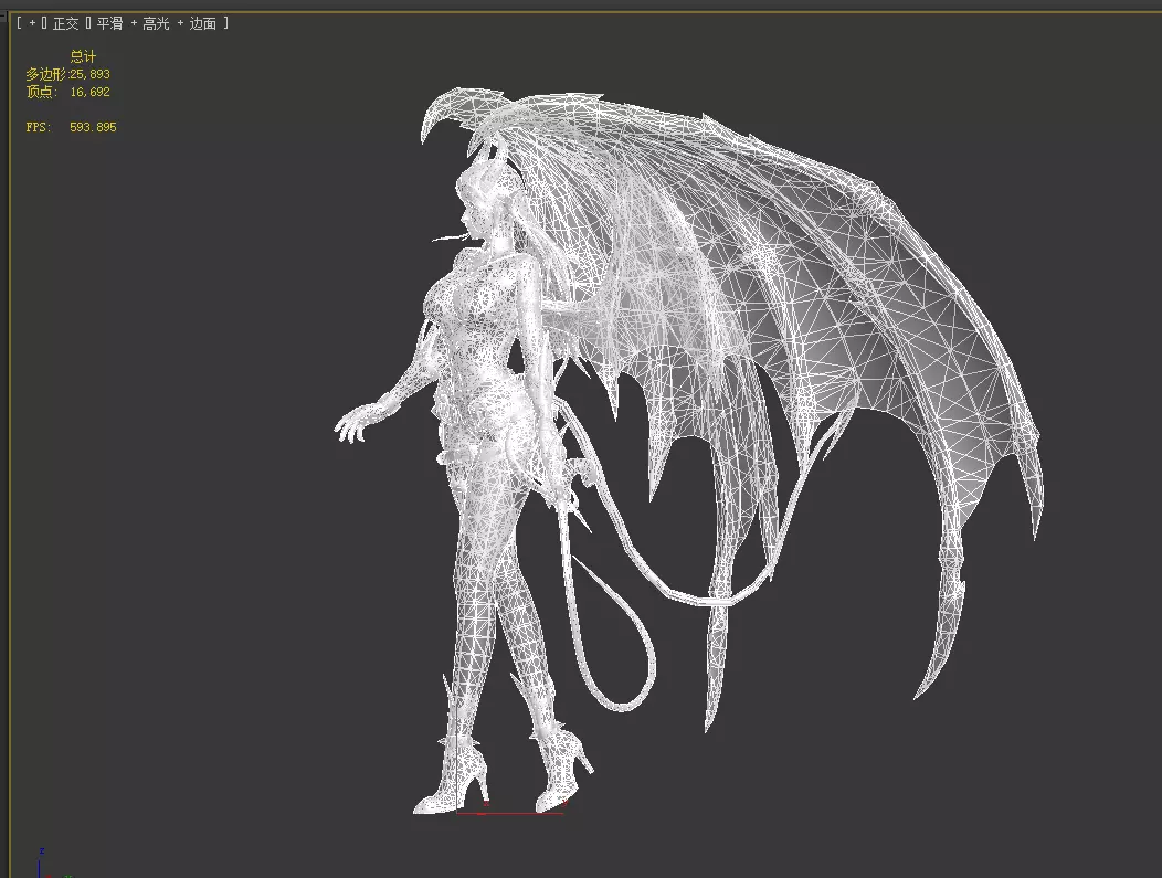 Female demon Low-poly 3D model_24