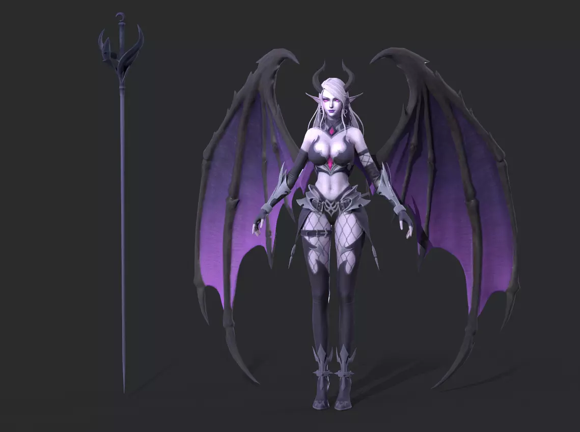 Female demon Low-poly 3D model_10