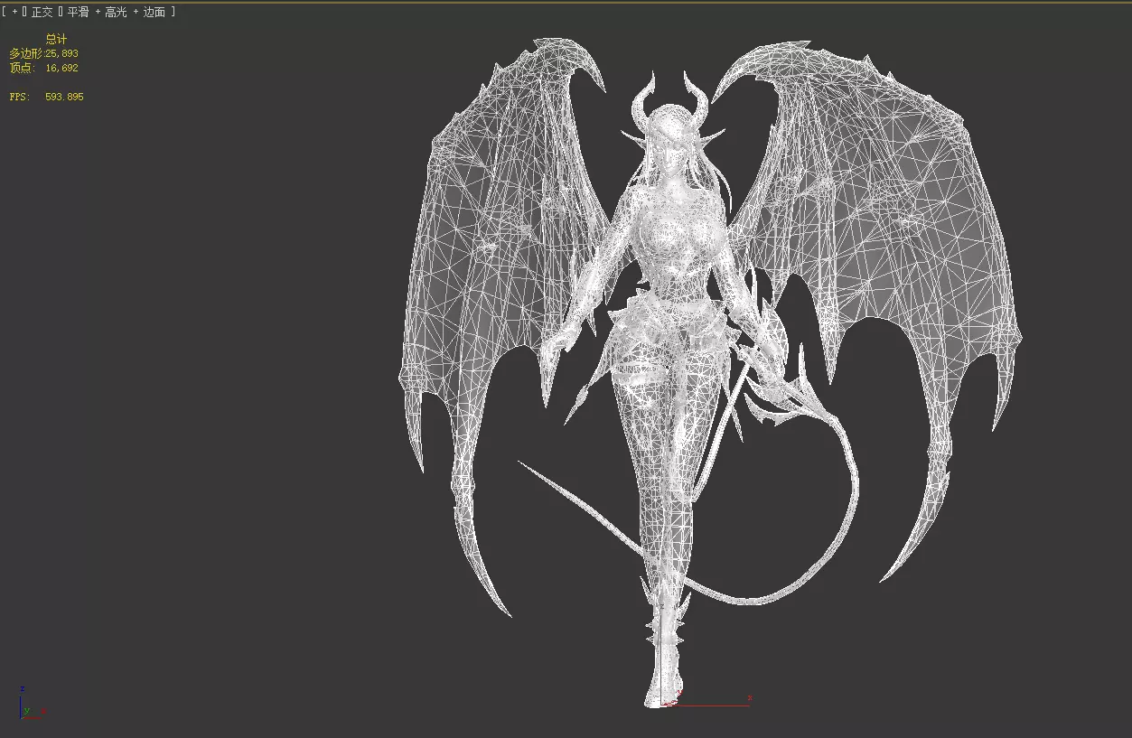 Female demon Low-poly 3D model_23