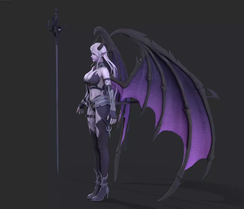 Female demon Low-poly 3D model_3