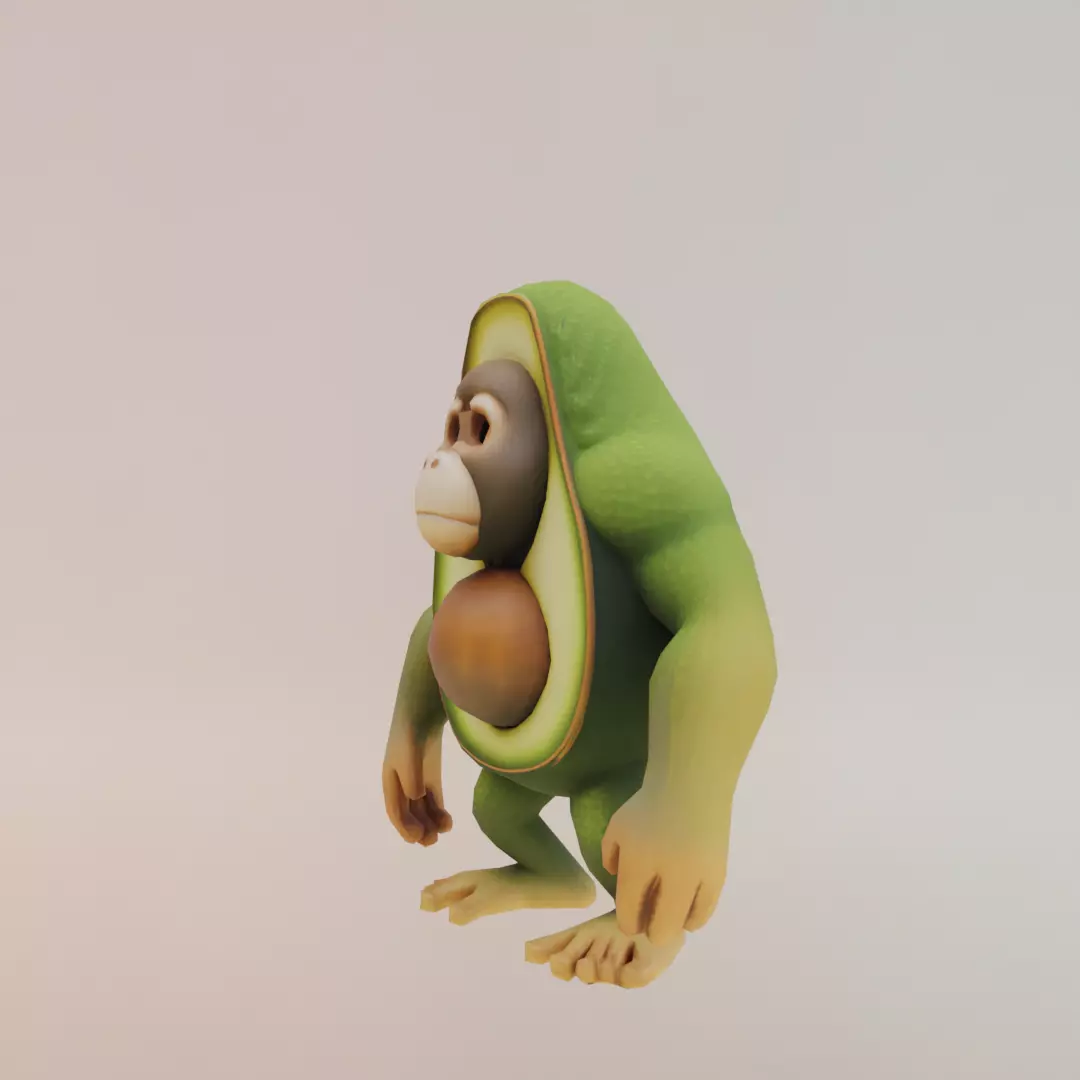 Abonono Schimpazinono Italian brainrot Low Poly Character Low-poly 3D model_2