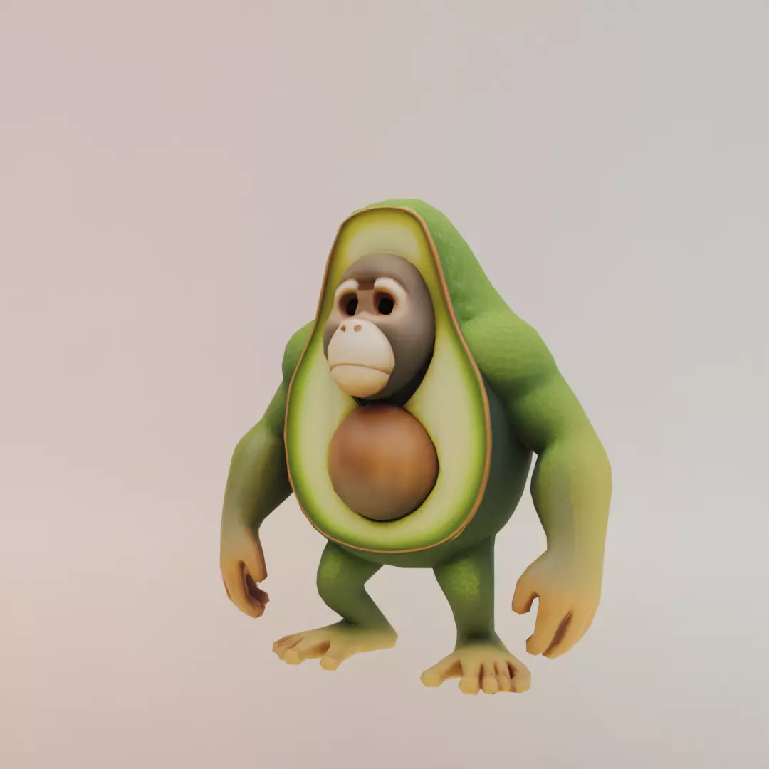 Abonono Schimpazinono Italian brainrot Low Poly Character Low-poly 3D model_1