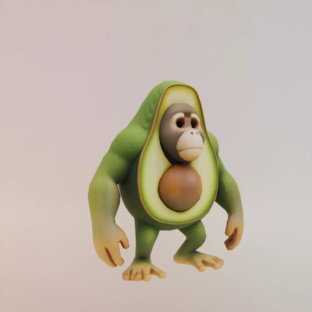 Abonono Schimpazinono Italian brainrot Low Poly Character Low-poly 3D model_11