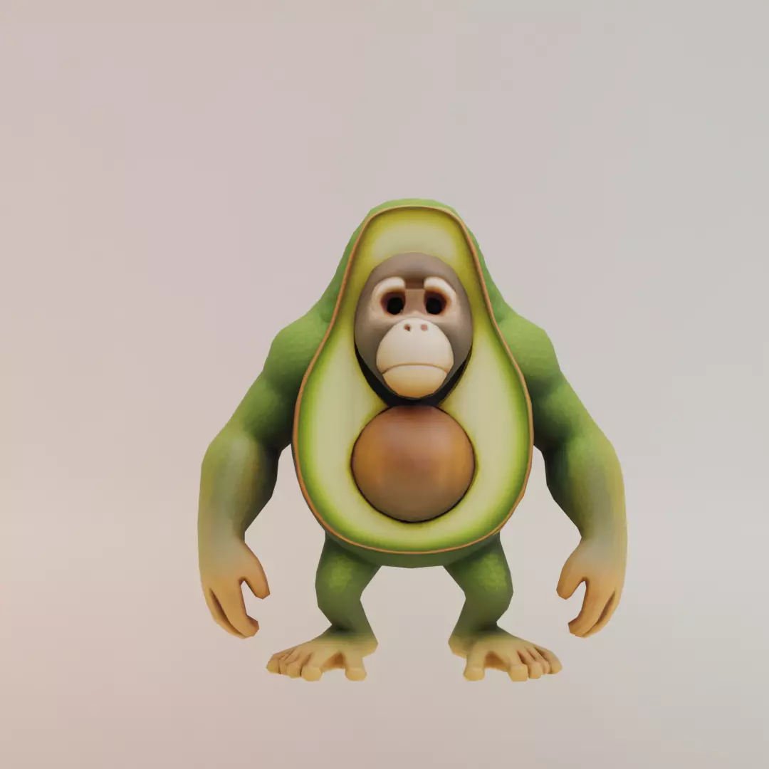 Abonono Schimpazinono Italian brainrot Low Poly Character Low-poly 3D model_0