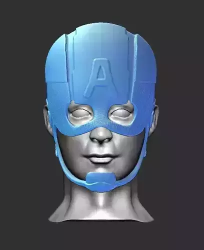 CAPTAIN AMERICA MASK AND FACE SCUPLTING 3D MODEL 