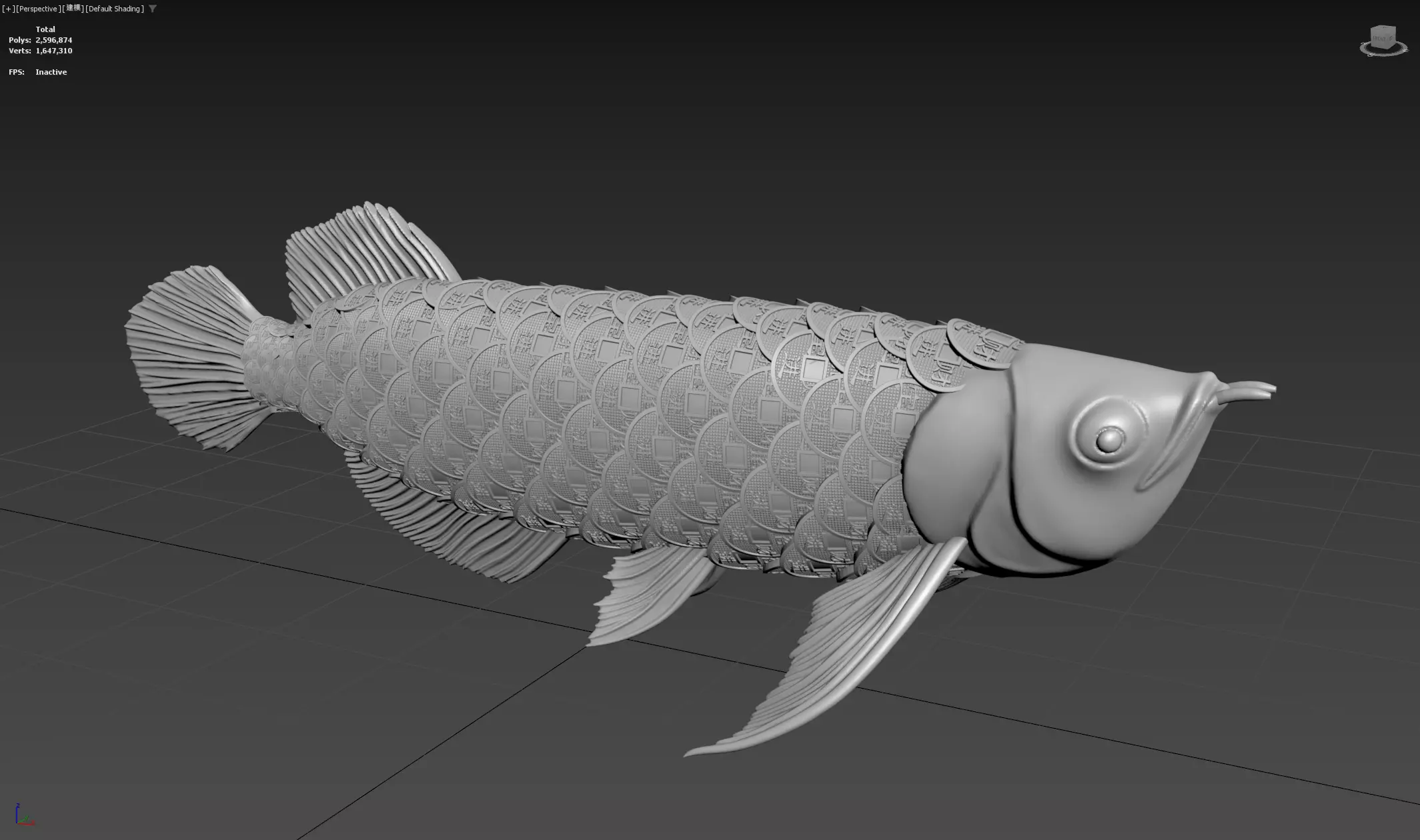 LUCKY DRAGON FISH WITH COIN AND FISH SCALES 3D print model_9