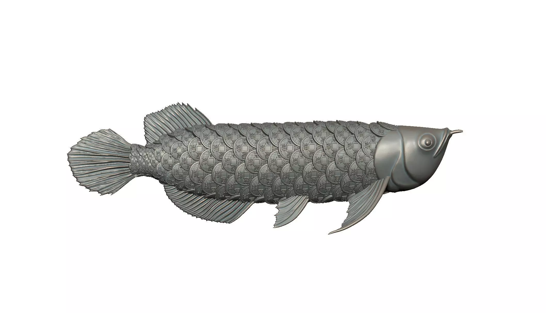LUCKY DRAGON FISH WITH COIN AND FISH SCALES 3D print model_0