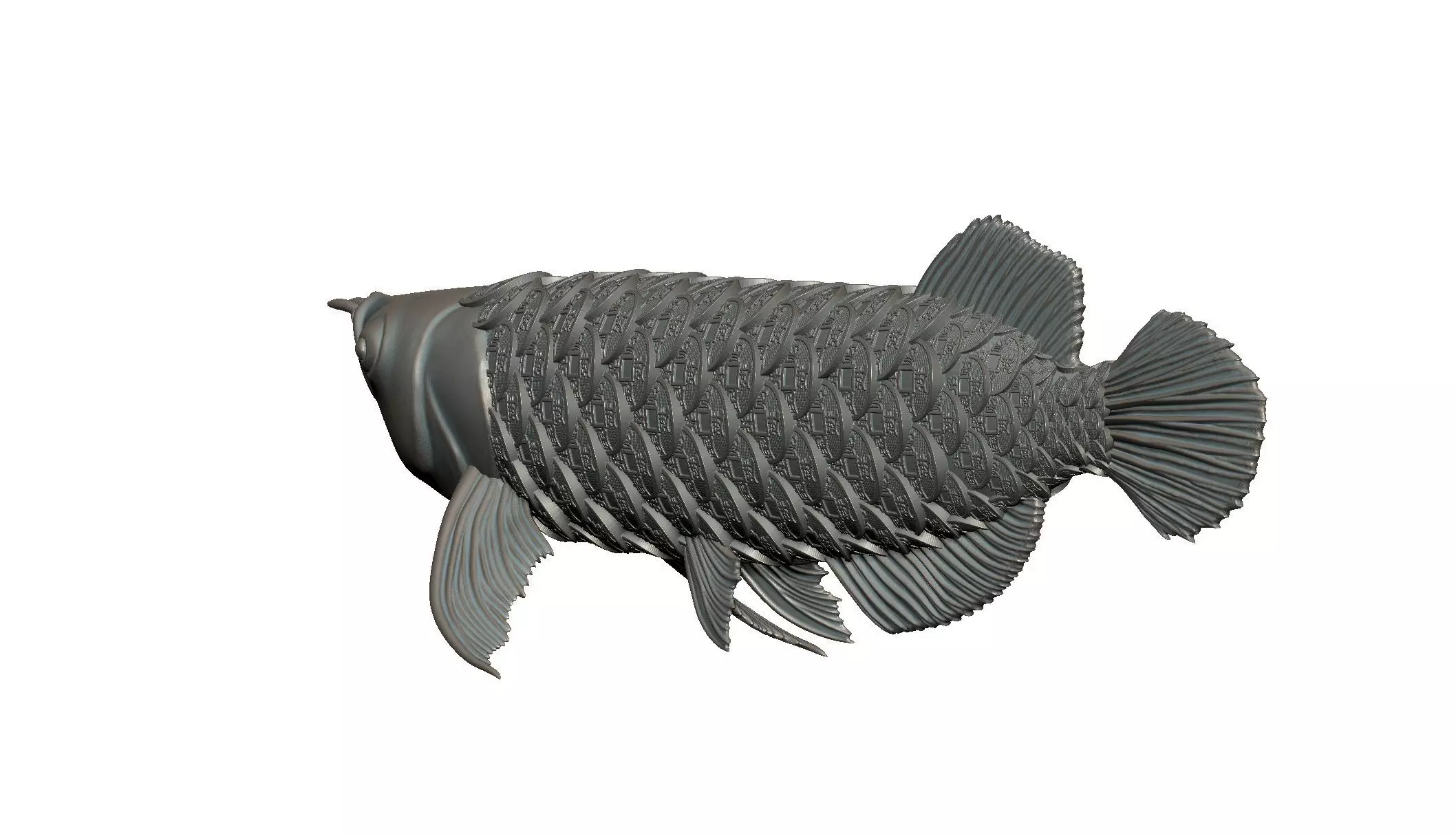 LUCKY DRAGON FISH WITH COIN AND FISH SCALES 3D print model_2