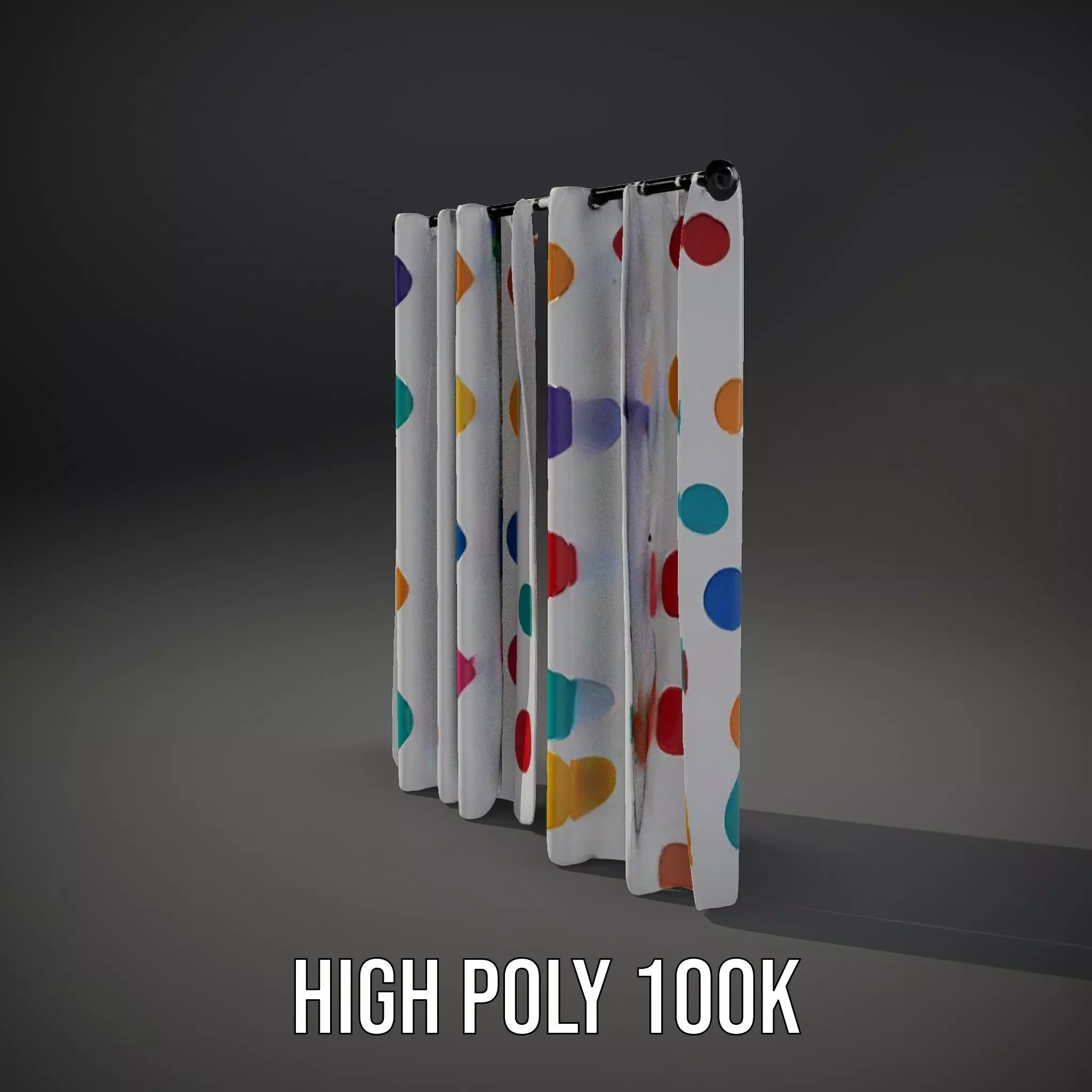 Colorful Polka Dot Curtain model pack Low-poly 3D model_15