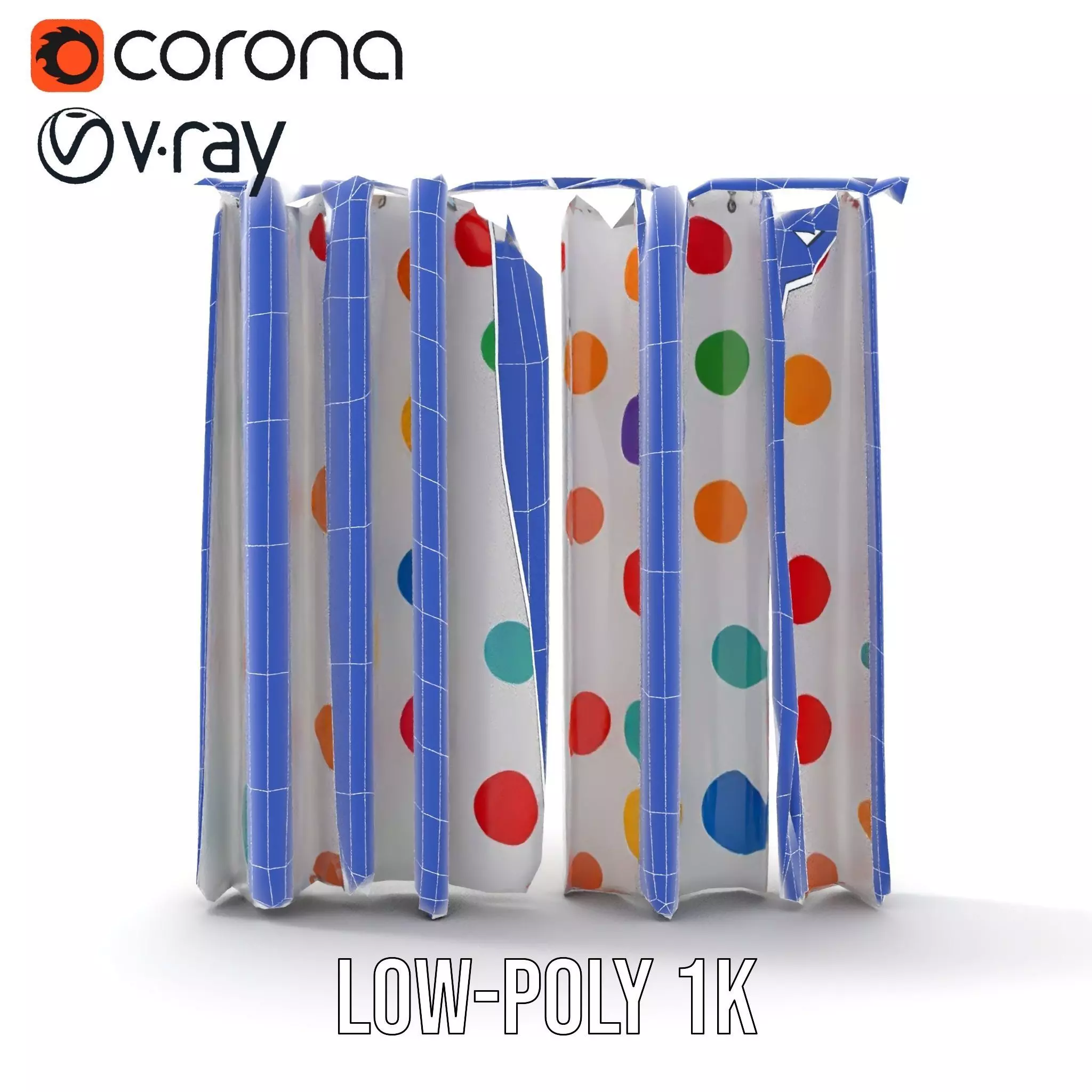 Colorful Polka Dot Curtain model pack Low-poly 3D model_23
