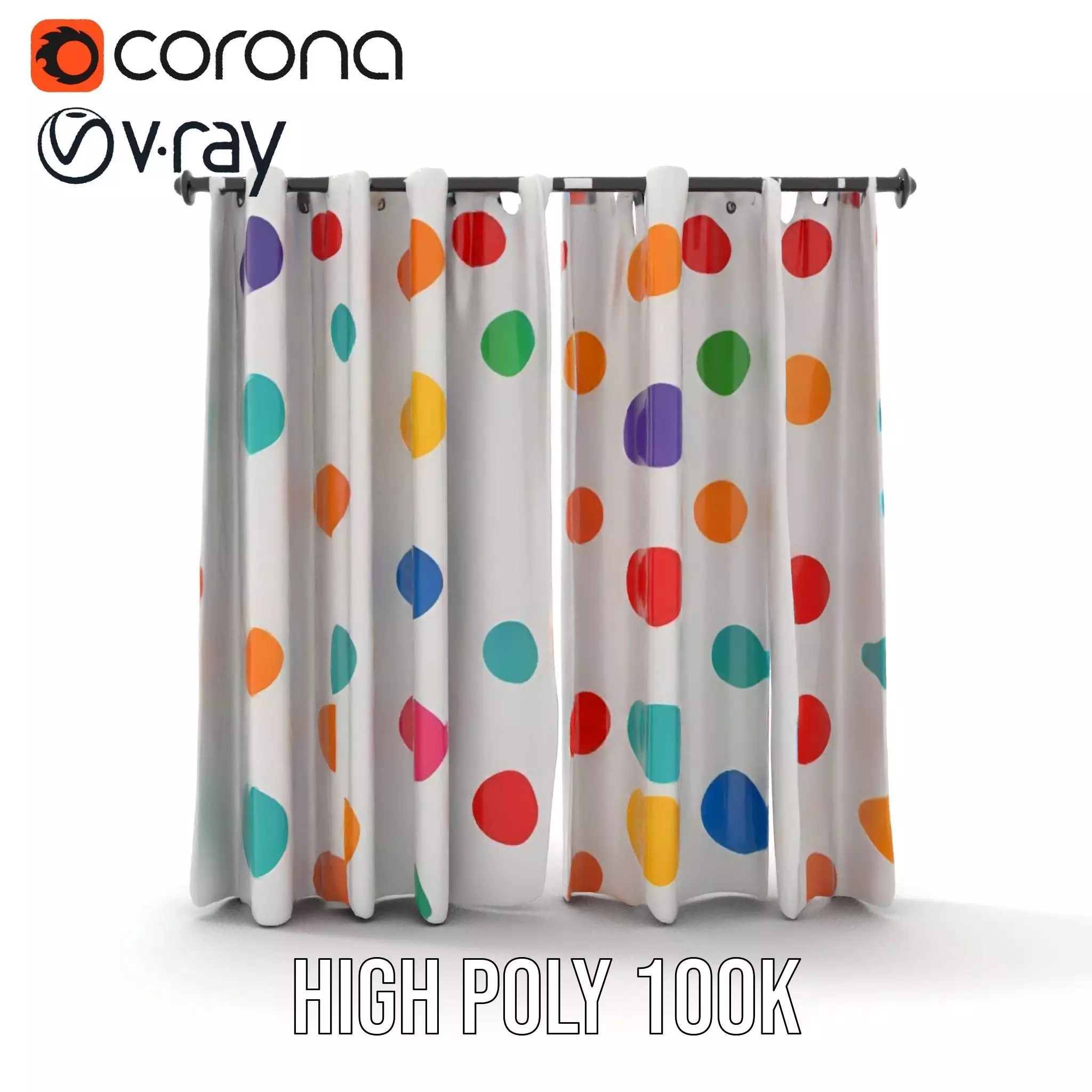 Colorful Polka Dot Curtain model pack Low-poly 3D model_24