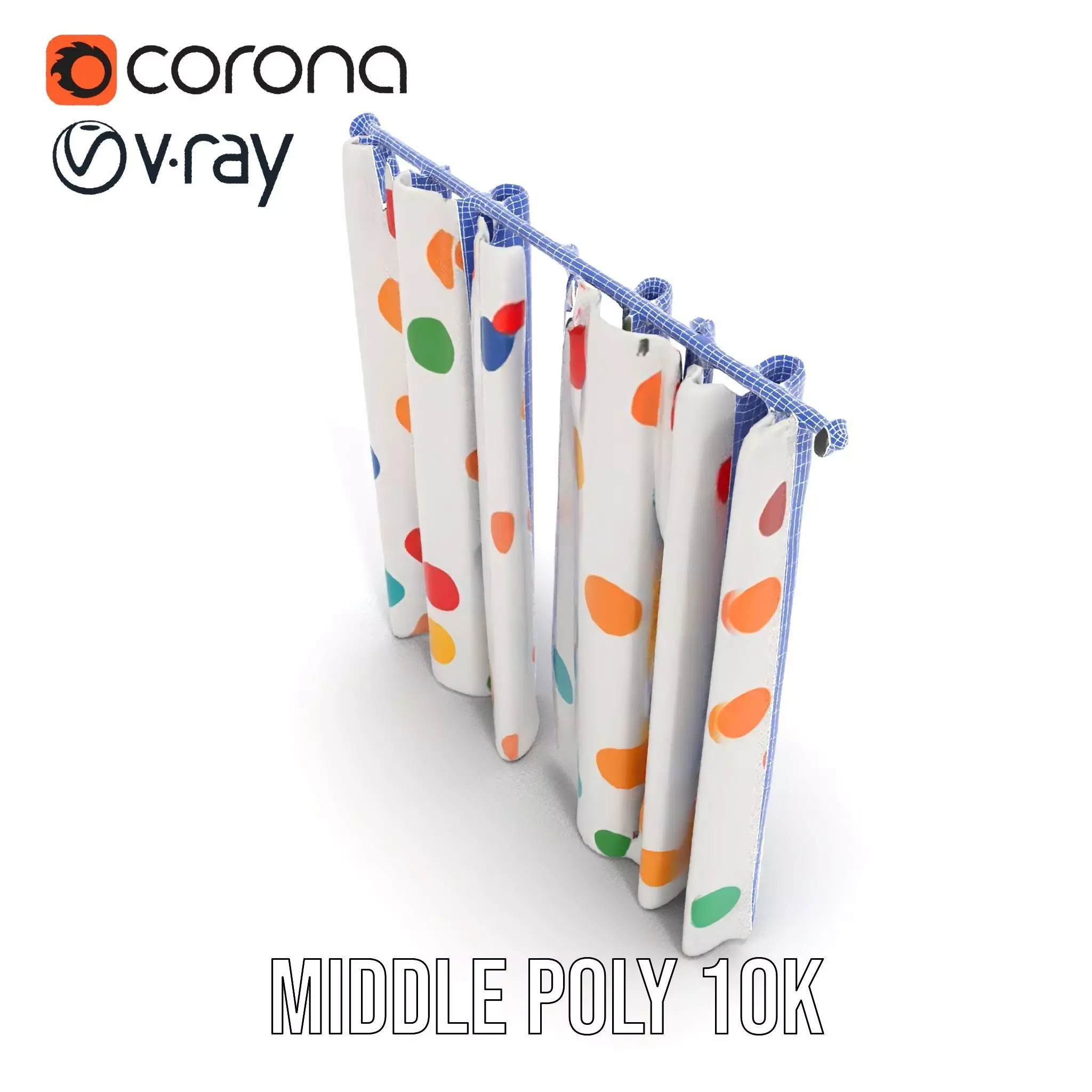 Colorful Polka Dot Curtain model pack Low-poly 3D model_28