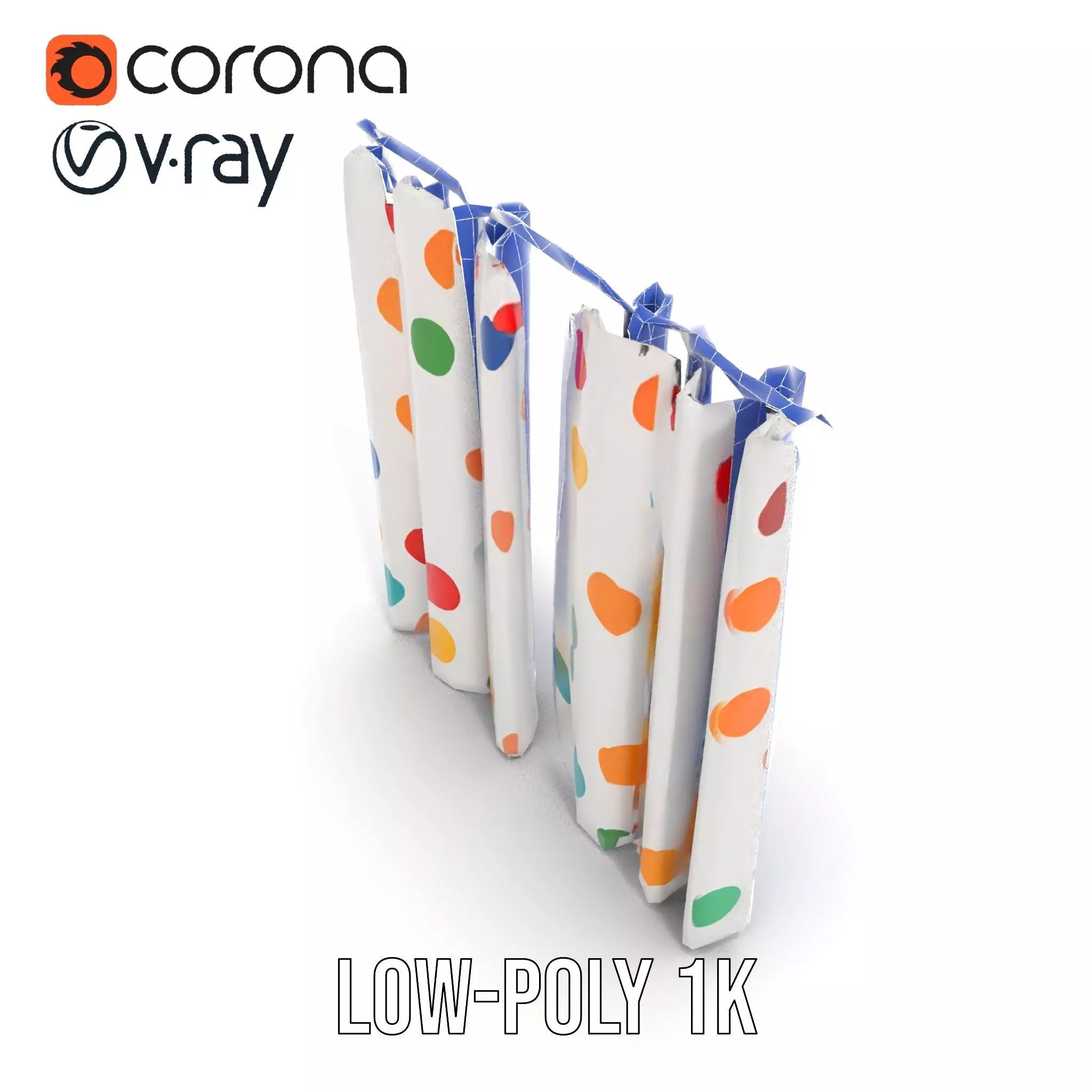 Colorful Polka Dot Curtain model pack Low-poly 3D model_29
