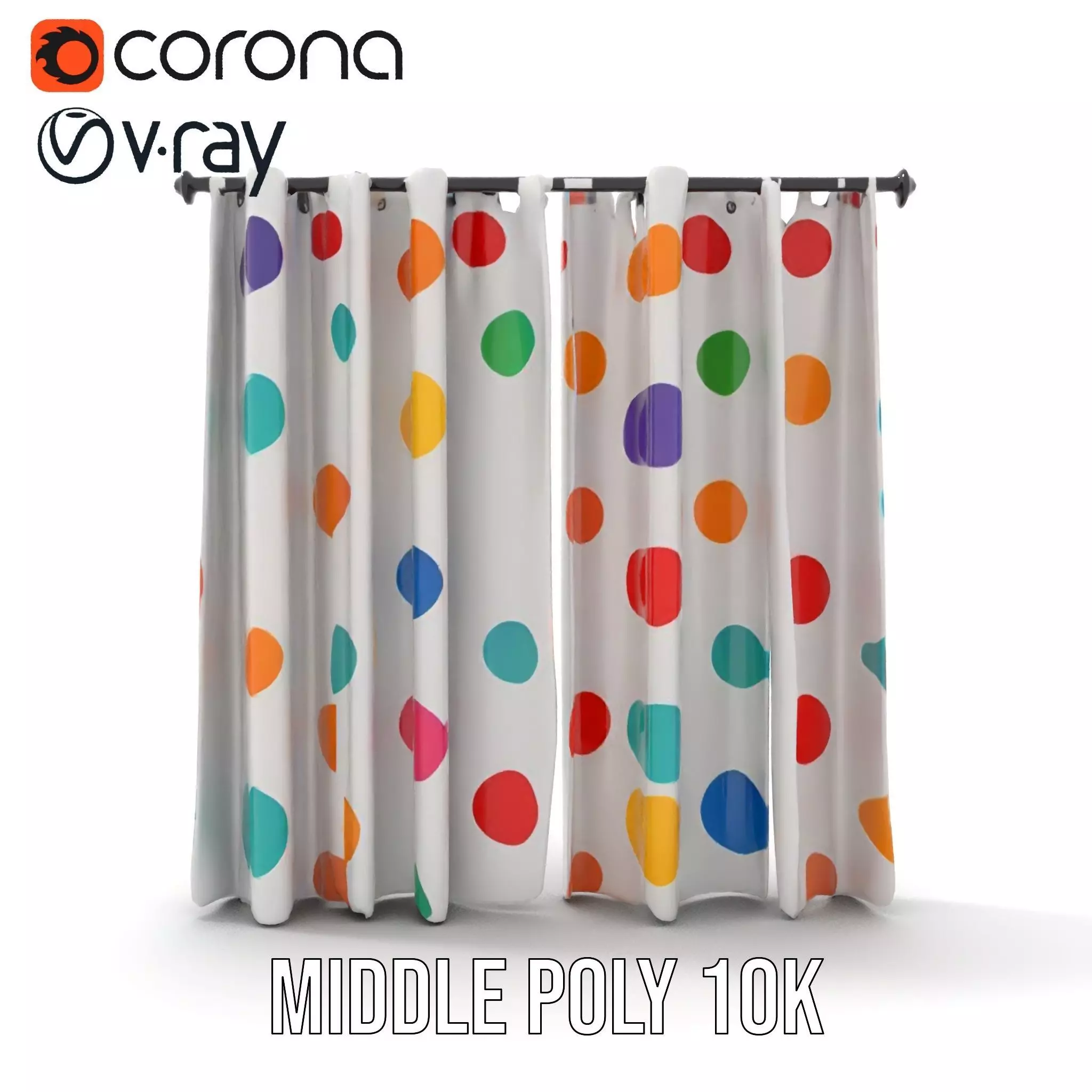 Colorful Polka Dot Curtain model pack Low-poly 3D model_19
