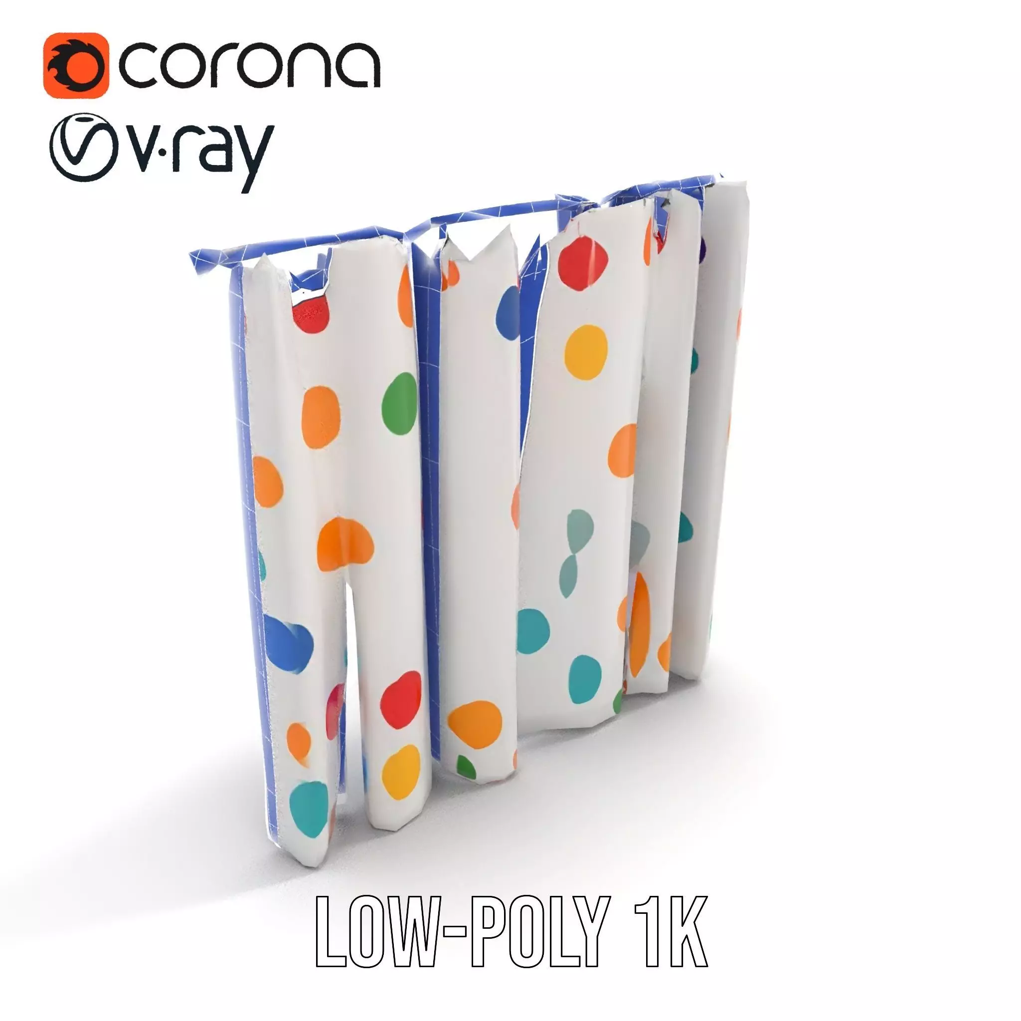 Colorful Polka Dot Curtain model pack Low-poly 3D model_26