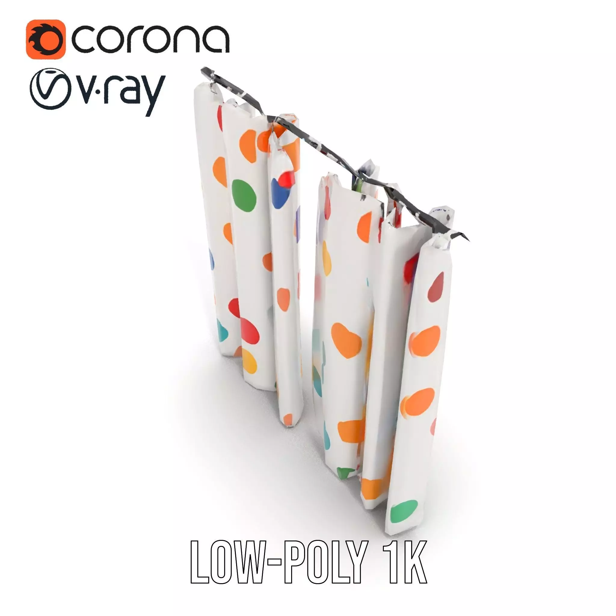 Colorful Polka Dot Curtain model pack Low-poly 3D model_9
