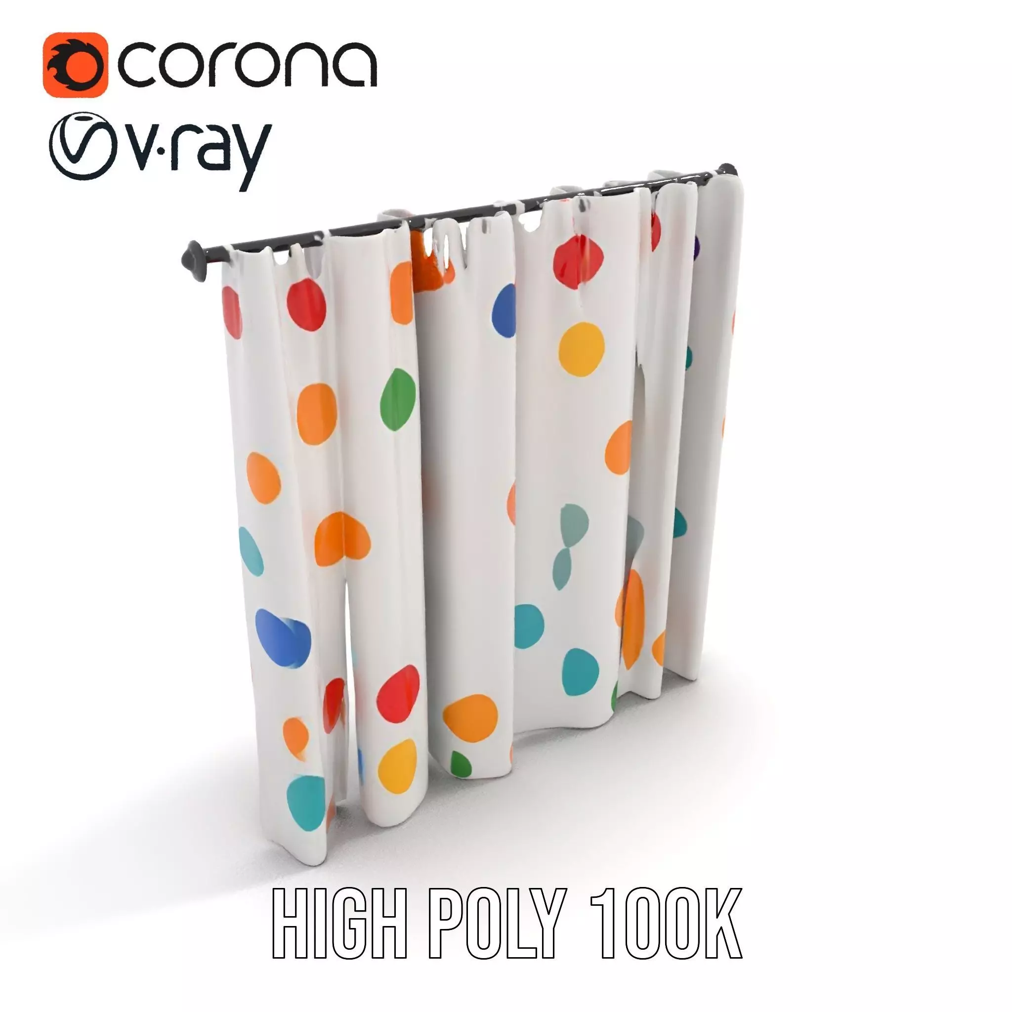 Colorful Polka Dot Curtain model pack Low-poly 3D model_10