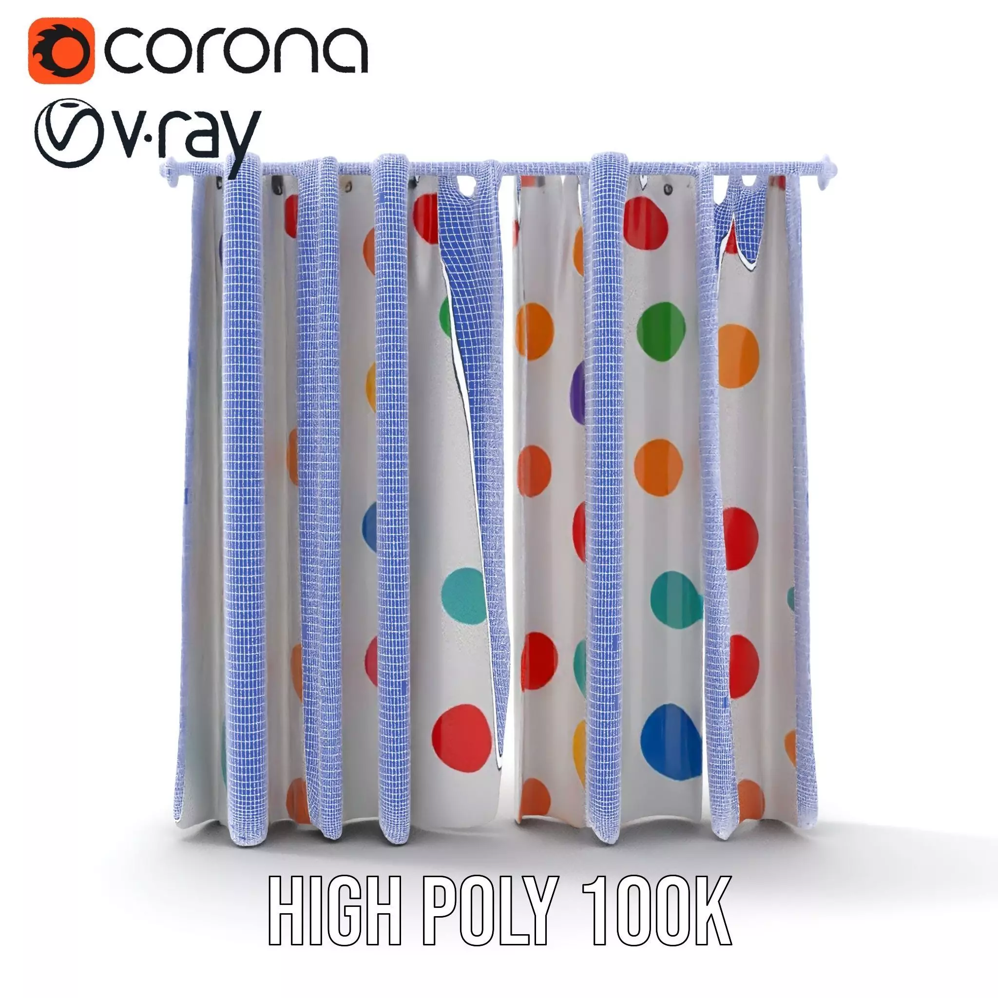 Colorful Polka Dot Curtain model pack Low-poly 3D model_30