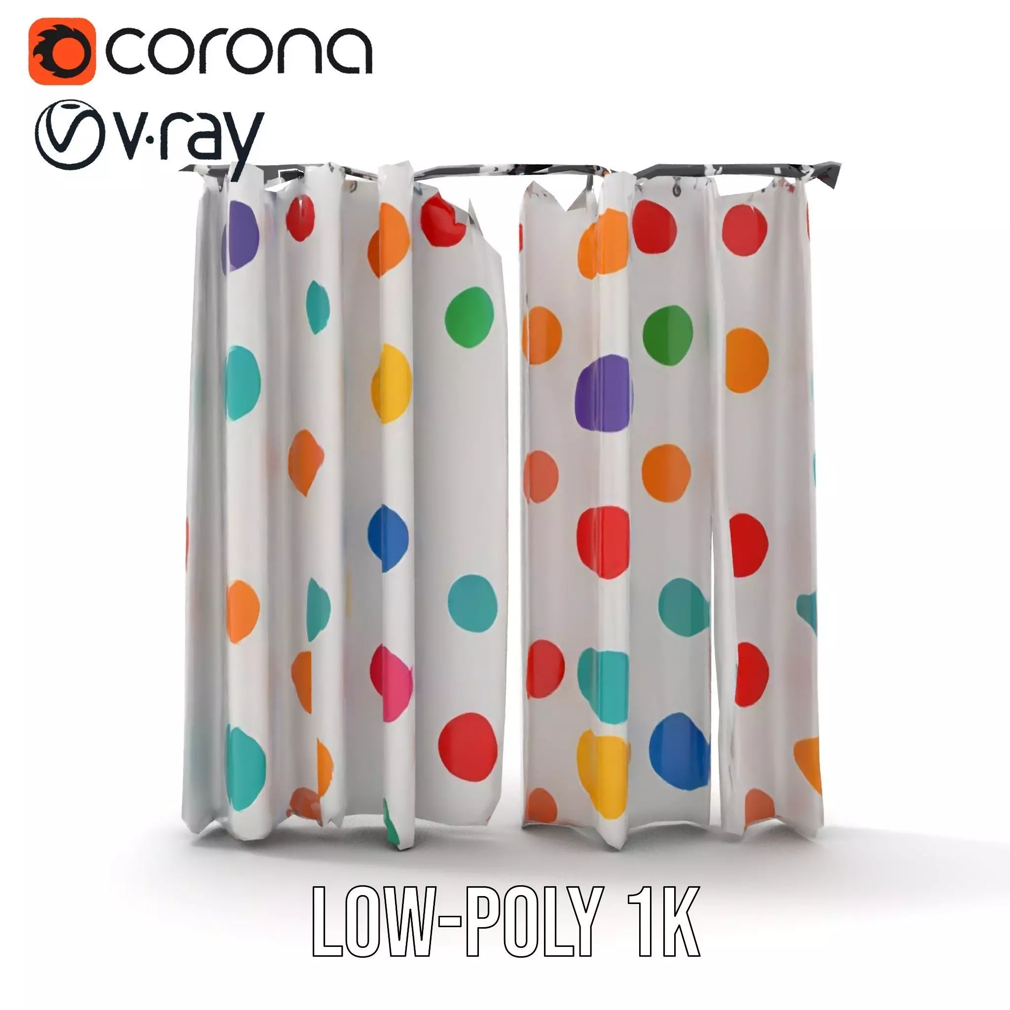 Colorful Polka Dot Curtain model pack Low-poly 3D model_20
