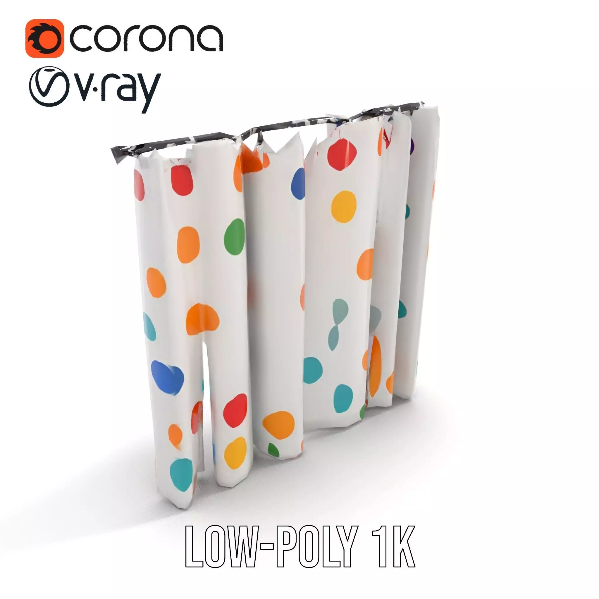 Colorful Polka Dot Curtain model pack Low-poly 3D model_8