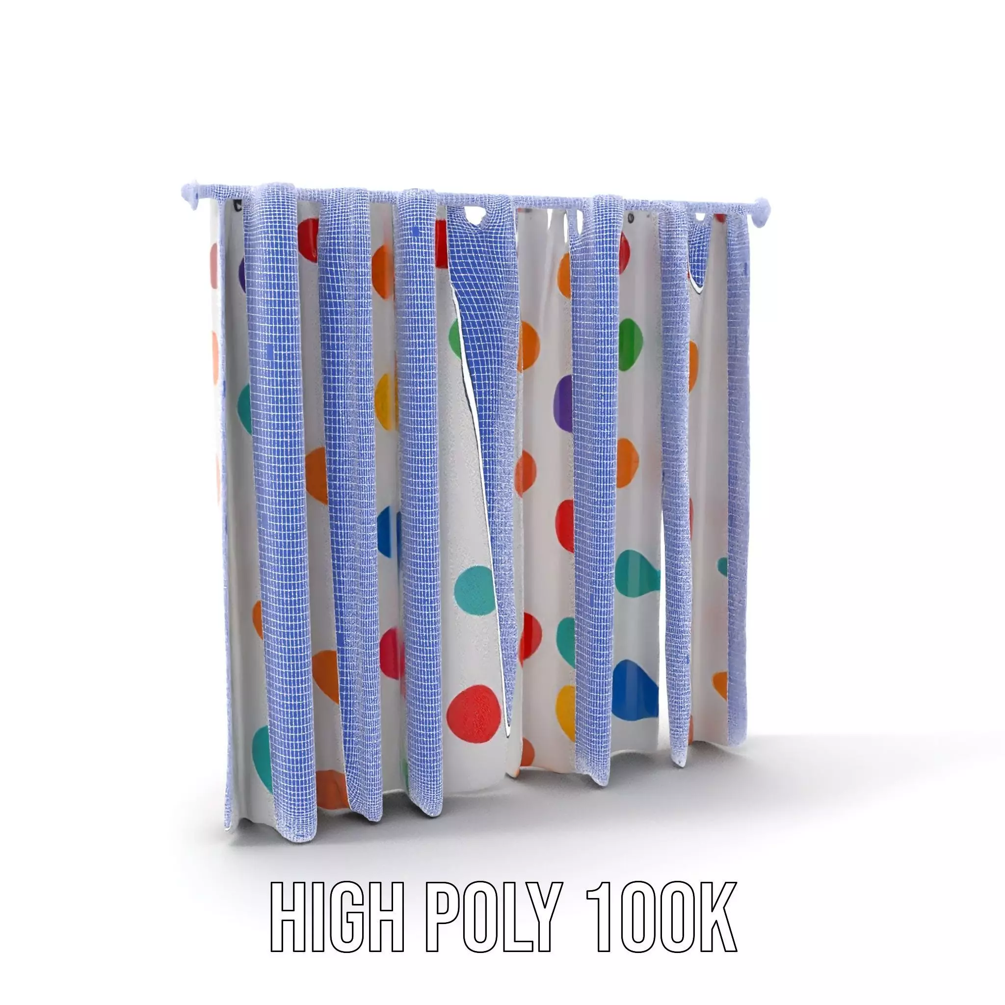 Colorful Polka Dot Curtain model pack Low-poly 3D model_5