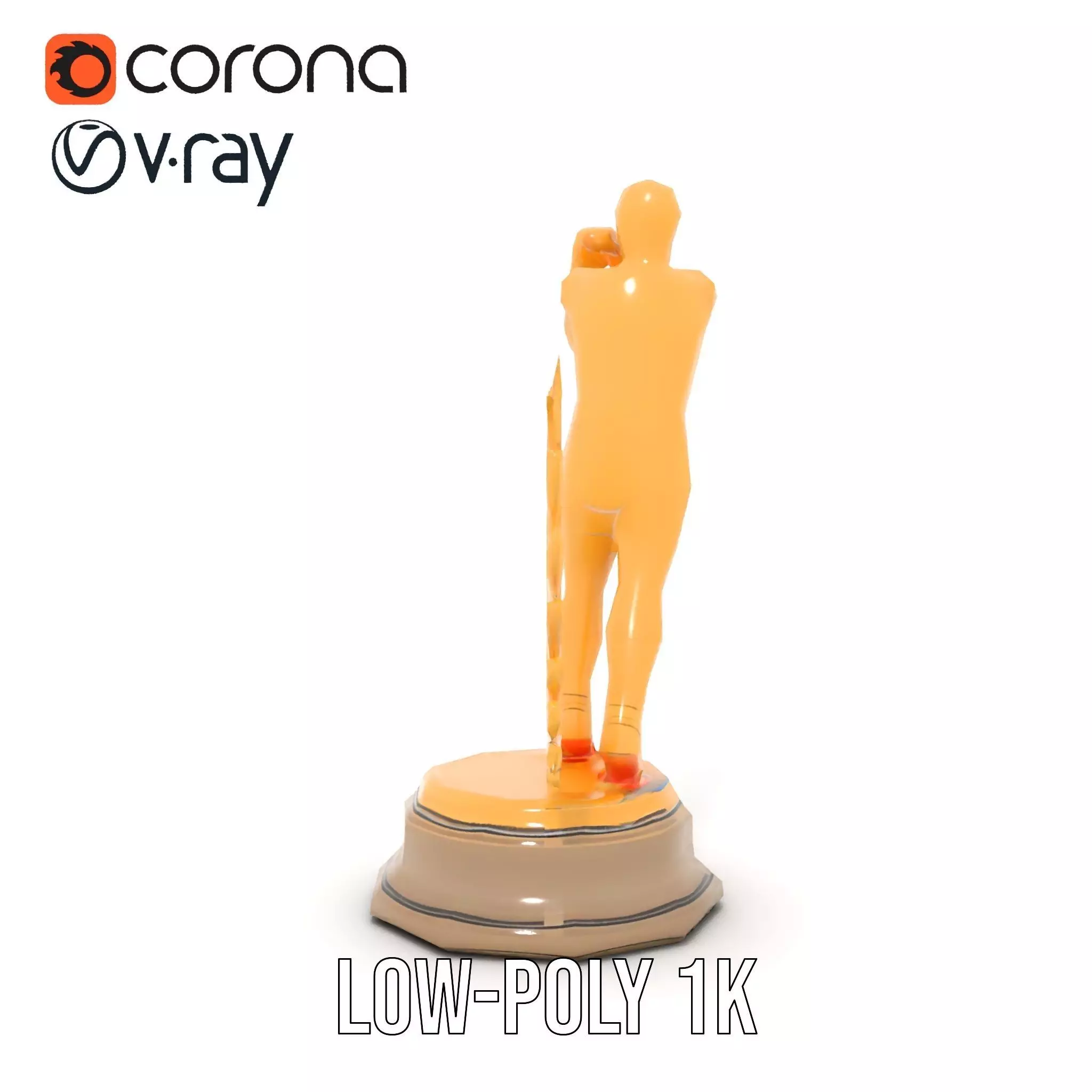 Golden Athlete Trophy Model Pack with Laurel Detail Low-poly 3D model_25