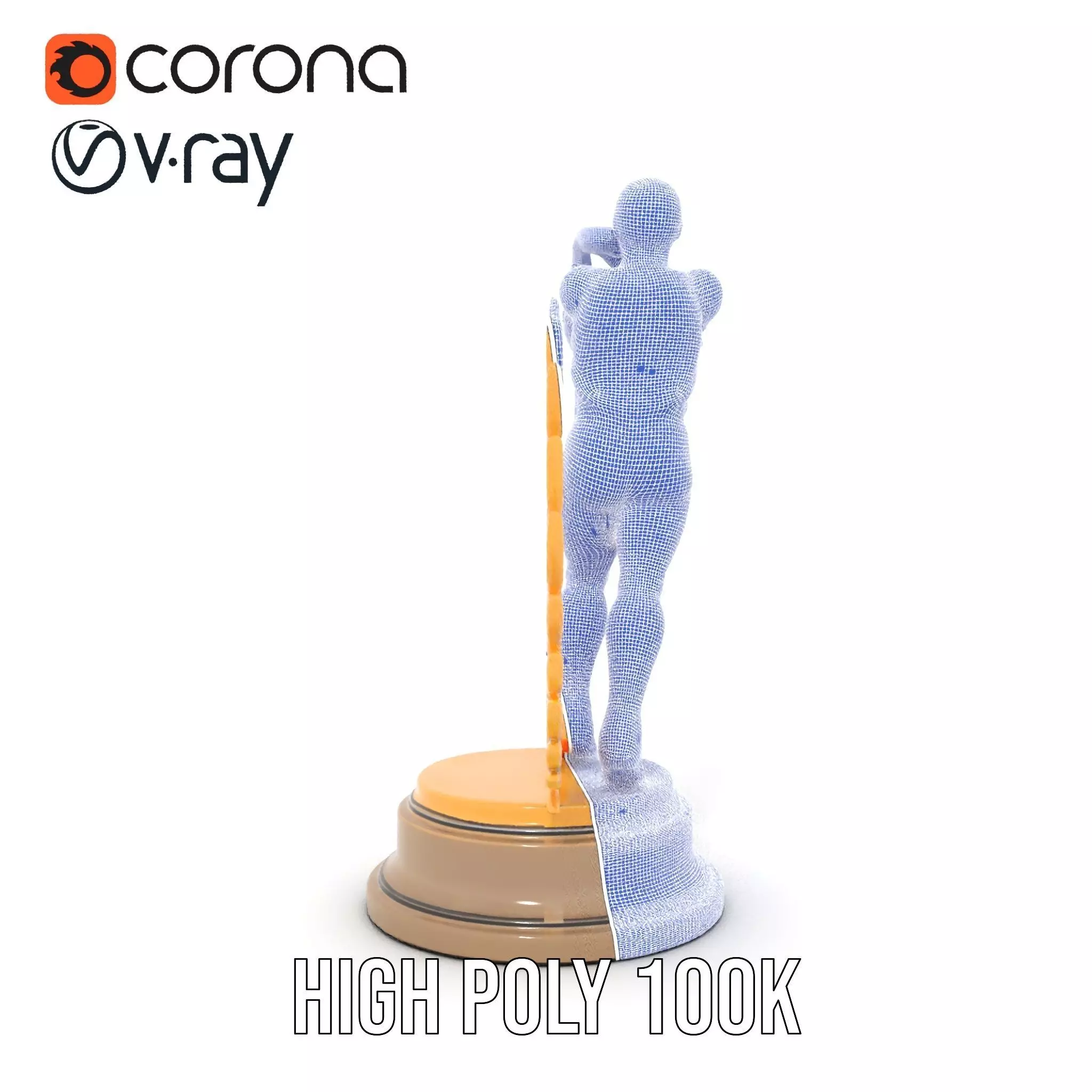 Golden Athlete Trophy Model Pack with Laurel Detail Low-poly 3D model_35