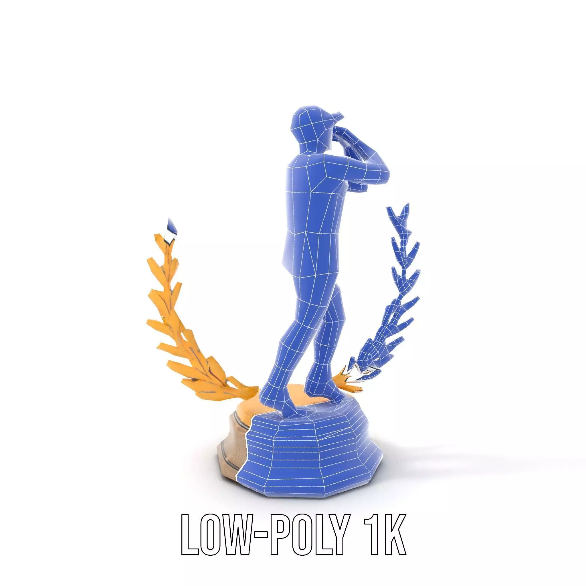 Golden Athlete Trophy Model Pack with Laurel Detail Low-poly 3D model_15