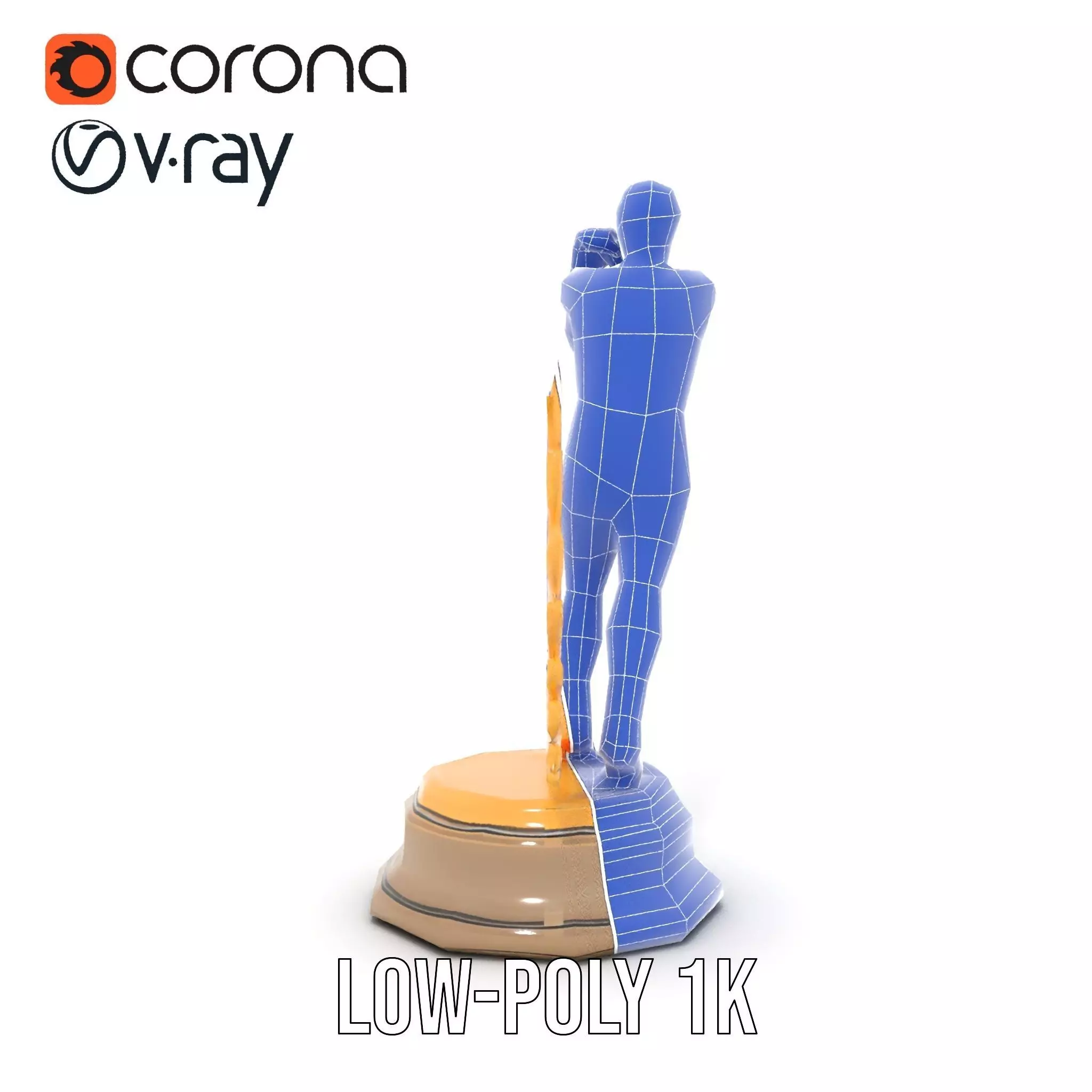 Golden Athlete Trophy Model Pack with Laurel Detail Low-poly 3D model_31