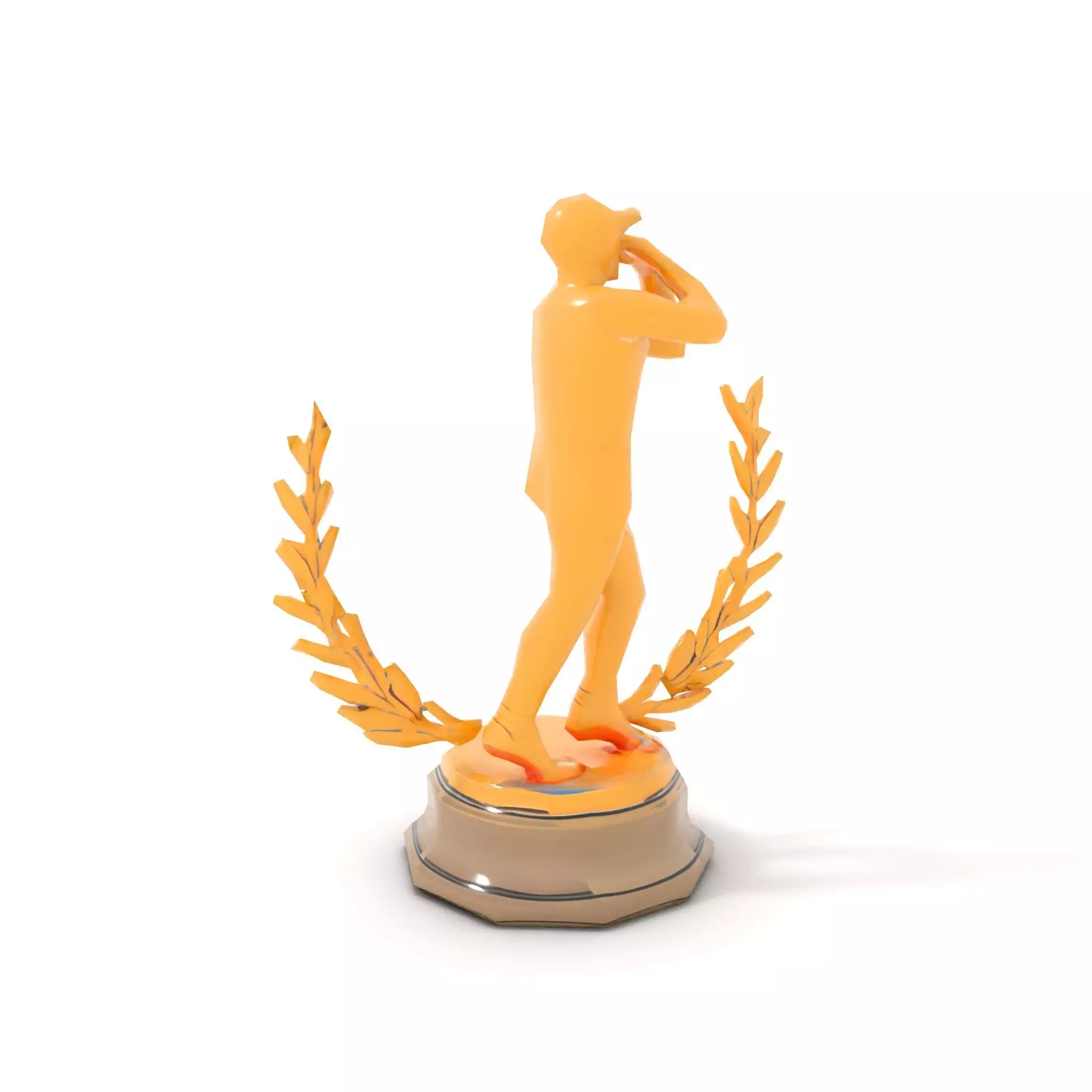Golden Athlete Trophy Model Pack with Laurel Detail Low-poly 3D model_13