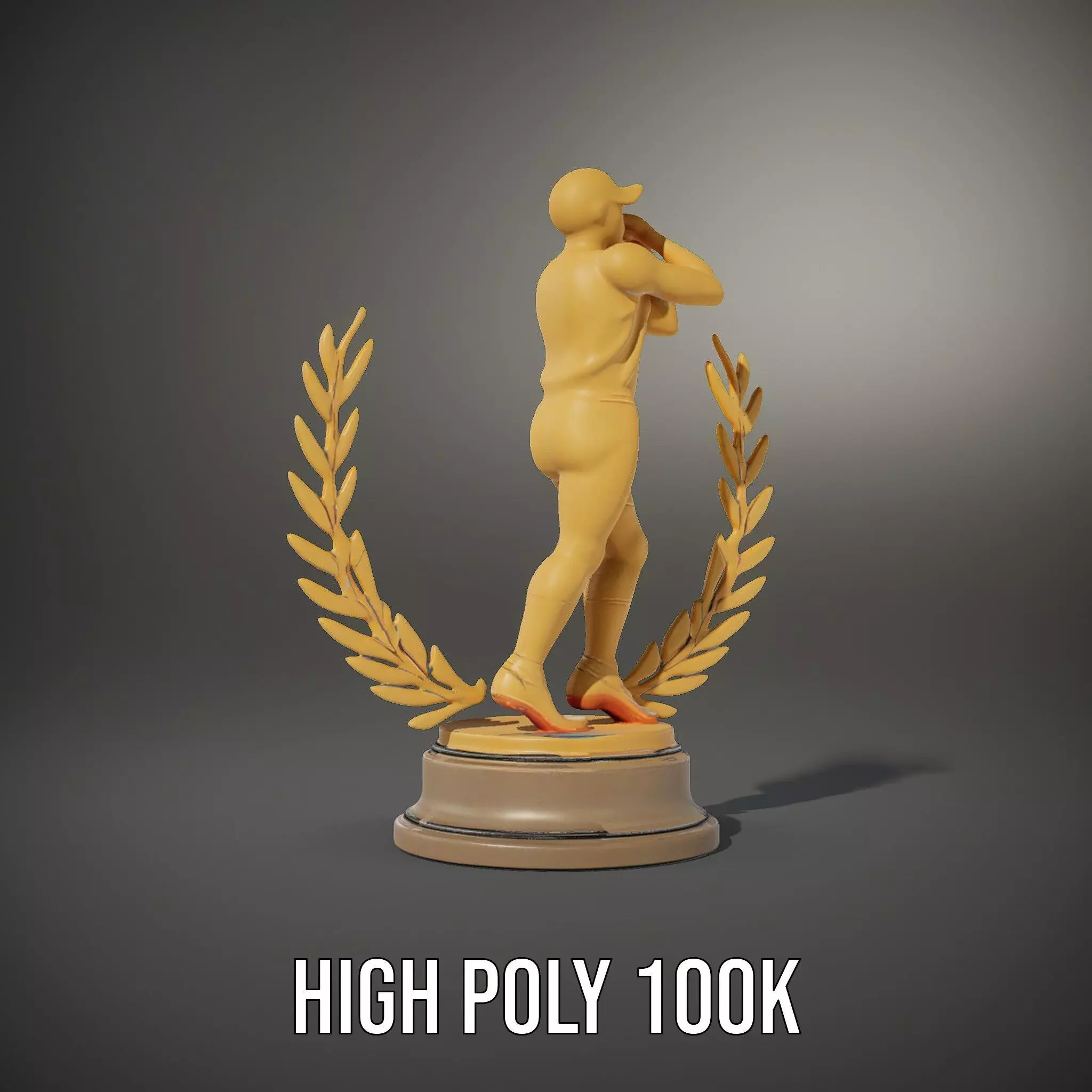 Golden Athlete Trophy Model Pack with Laurel Detail Low-poly 3D model_11