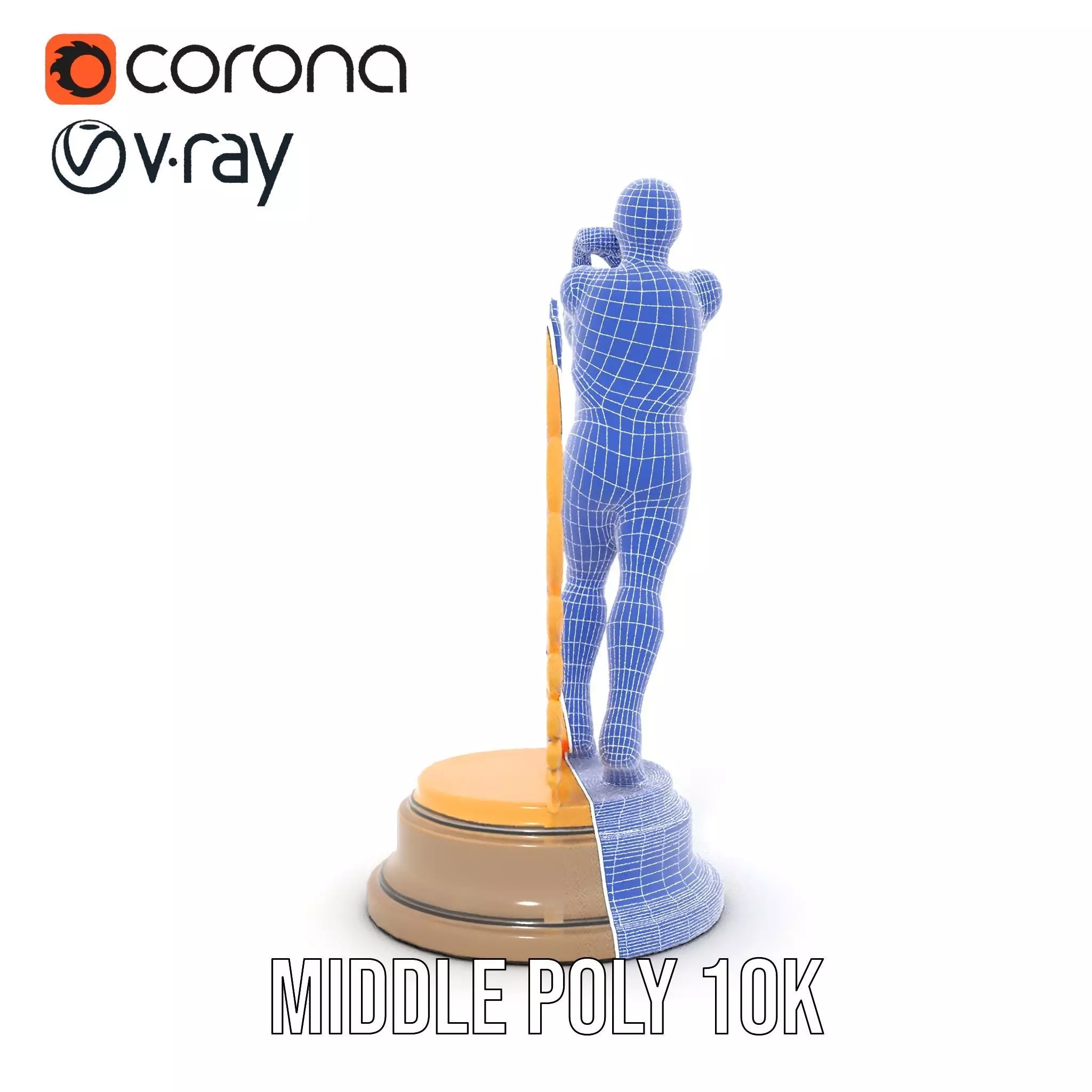 Golden Athlete Trophy Model Pack with Laurel Detail Low-poly 3D model_27