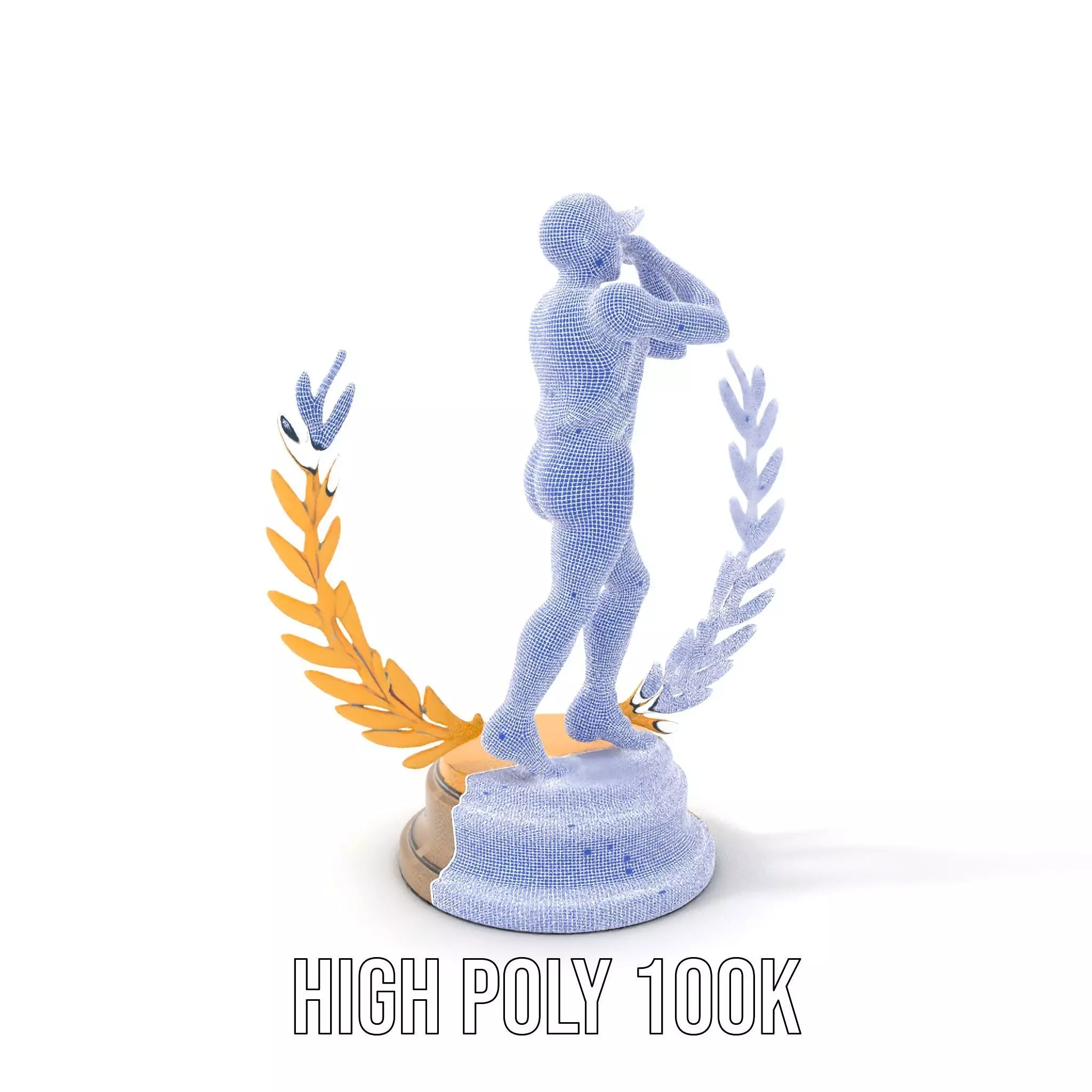 Golden Athlete Trophy Model Pack with Laurel Detail Low-poly 3D model_5