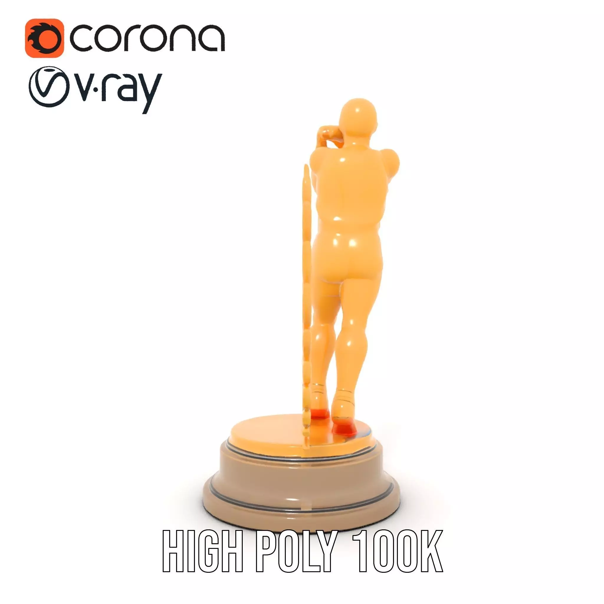 Golden Athlete Trophy Model Pack with Laurel Detail Low-poly 3D model_33