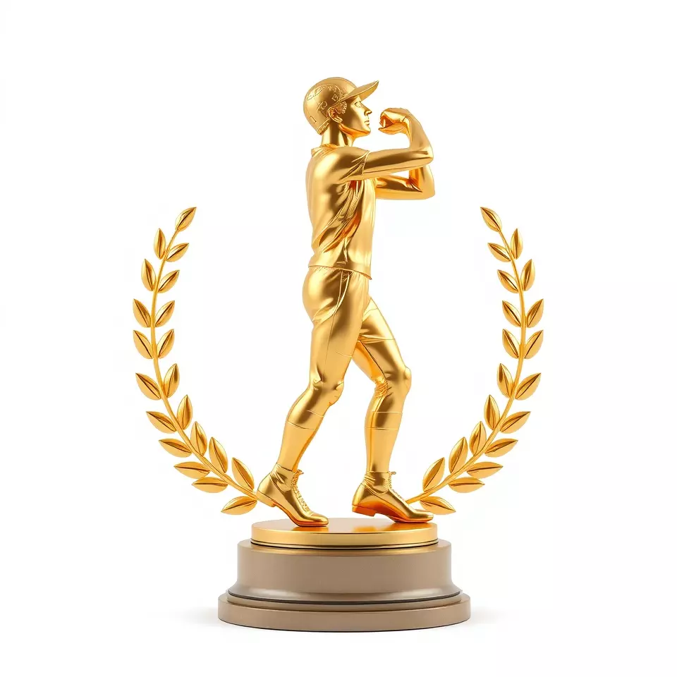 Golden Athlete Trophy Model Pack with Laurel Detail Low-poly 3D model_3