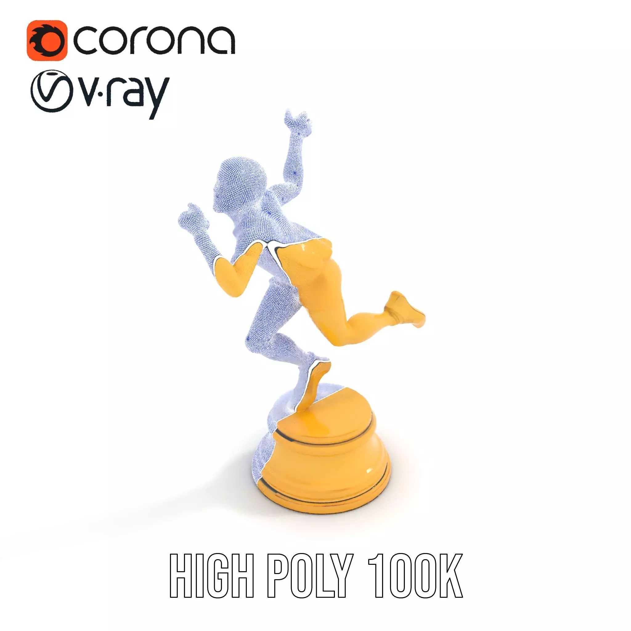 Golden Runner Trophy model pack Low-poly 3D model_34