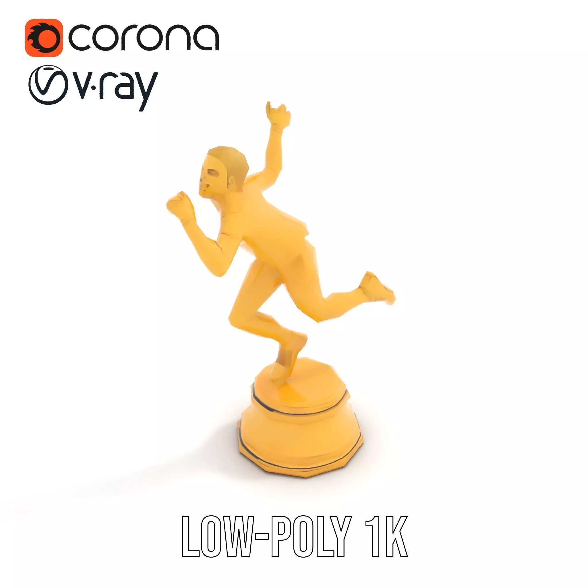 Golden Runner Trophy model pack Low-poly 3D model_10