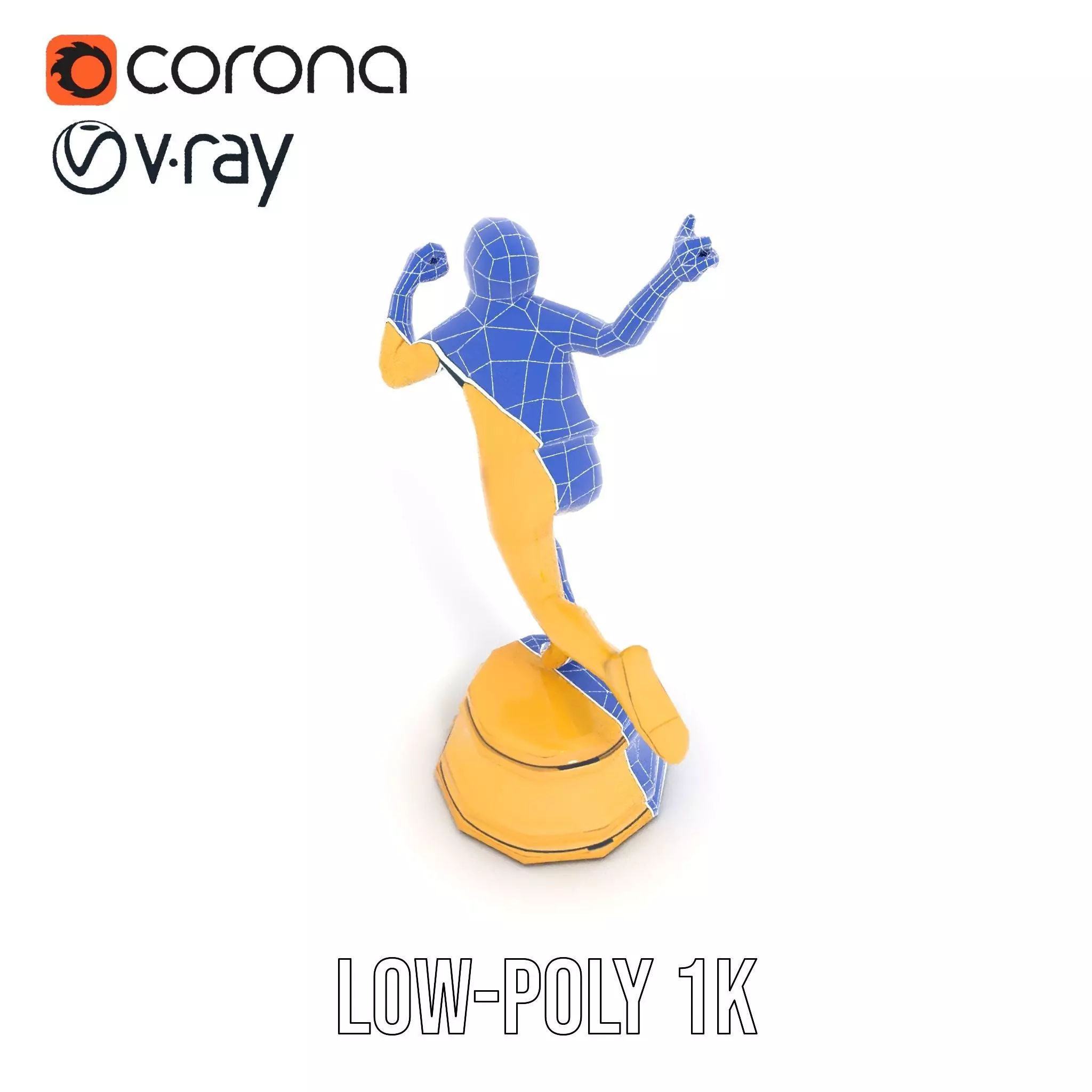 Golden Runner Trophy model pack Low-poly 3D model_31