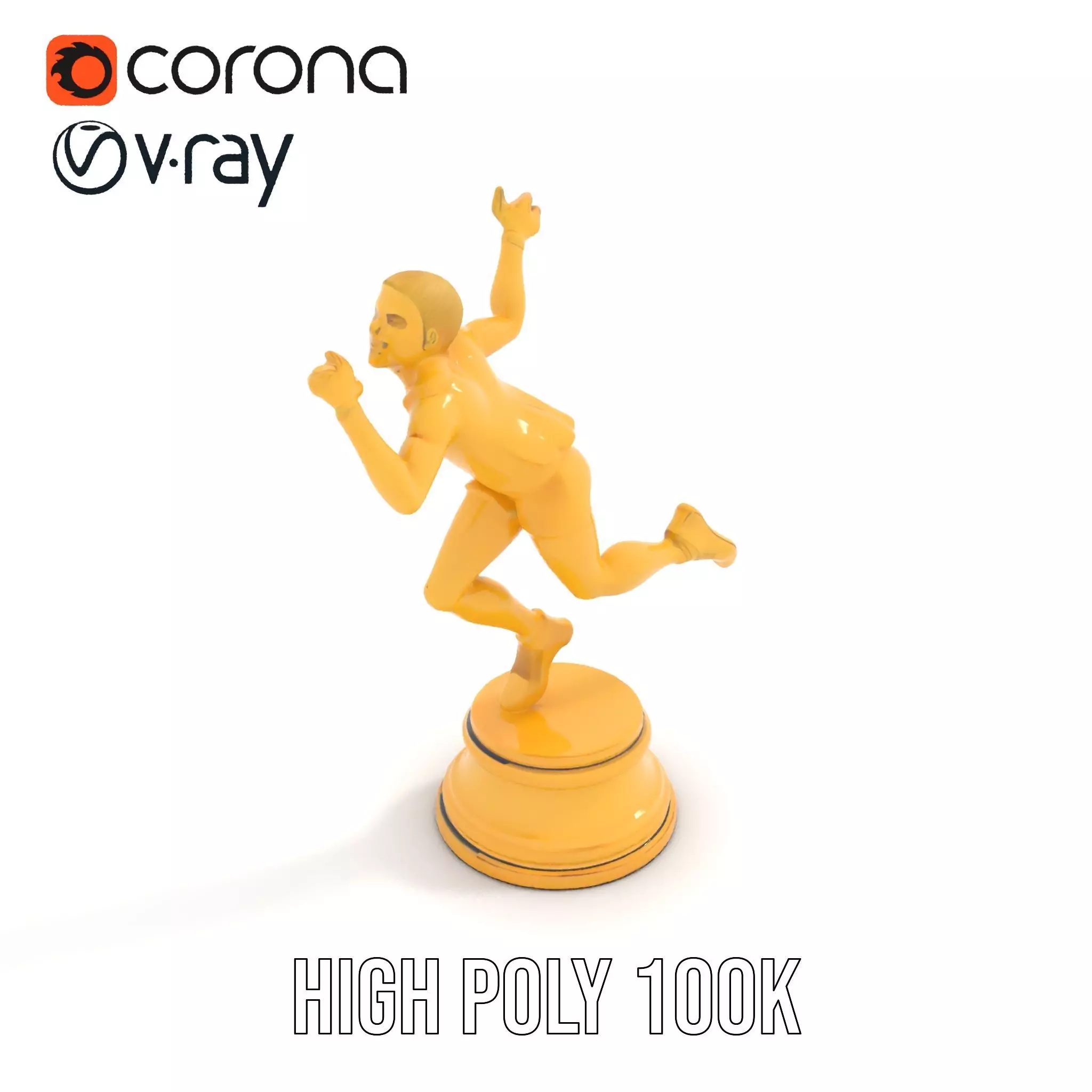 Golden Runner Trophy model pack Low-poly 3D model_16
