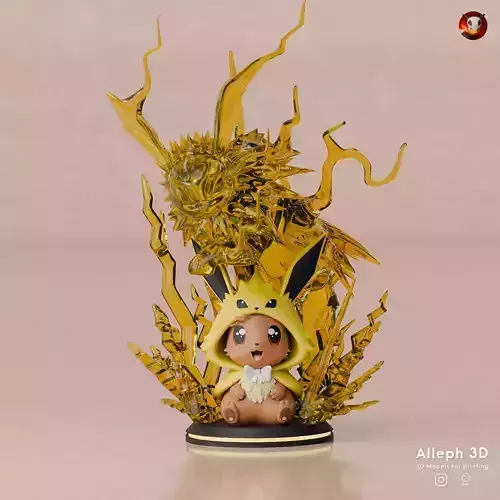 Baby Eevee Jolteon Chibi Style STL