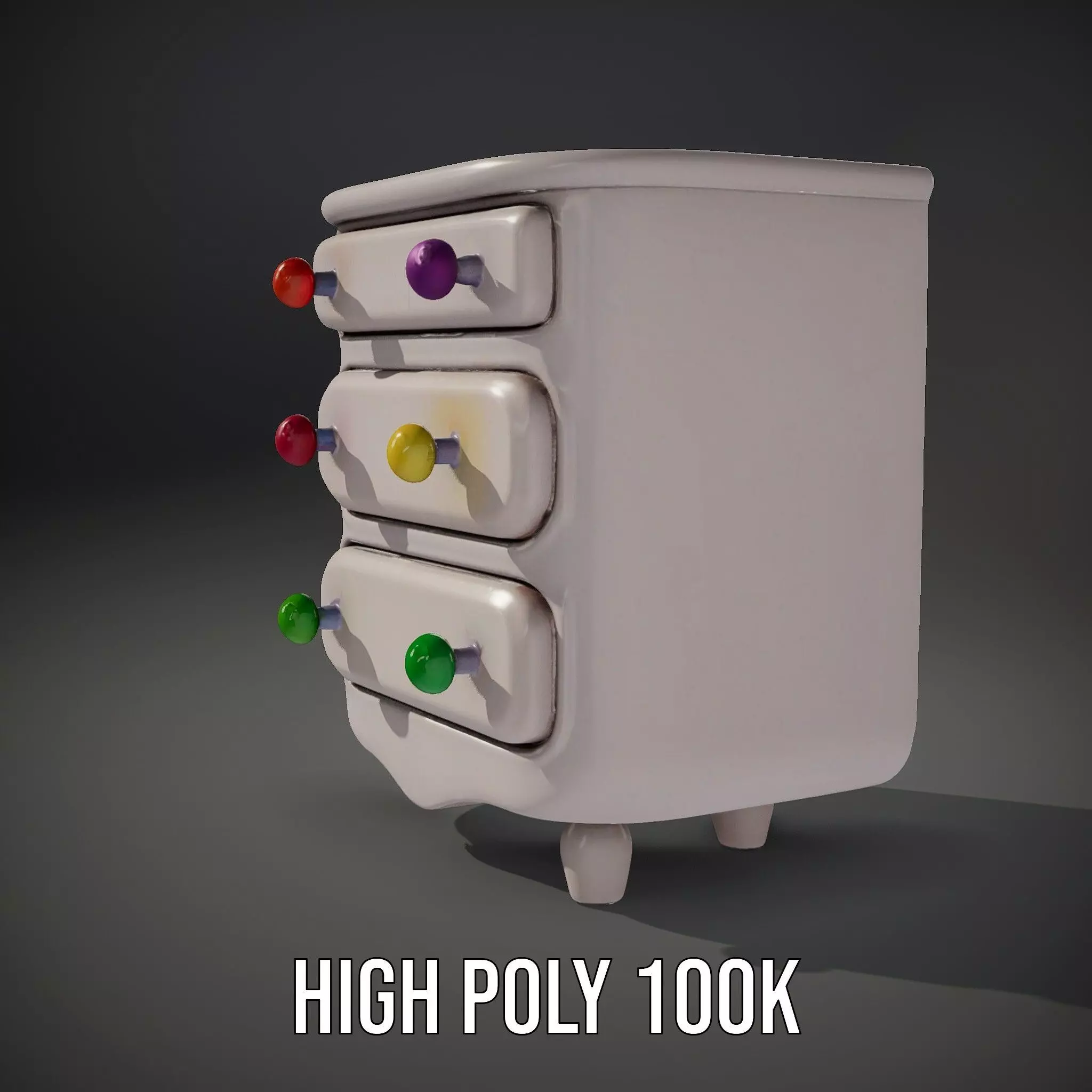 Colorful Dresser Drawer Model Pack Low-poly 3D model_9