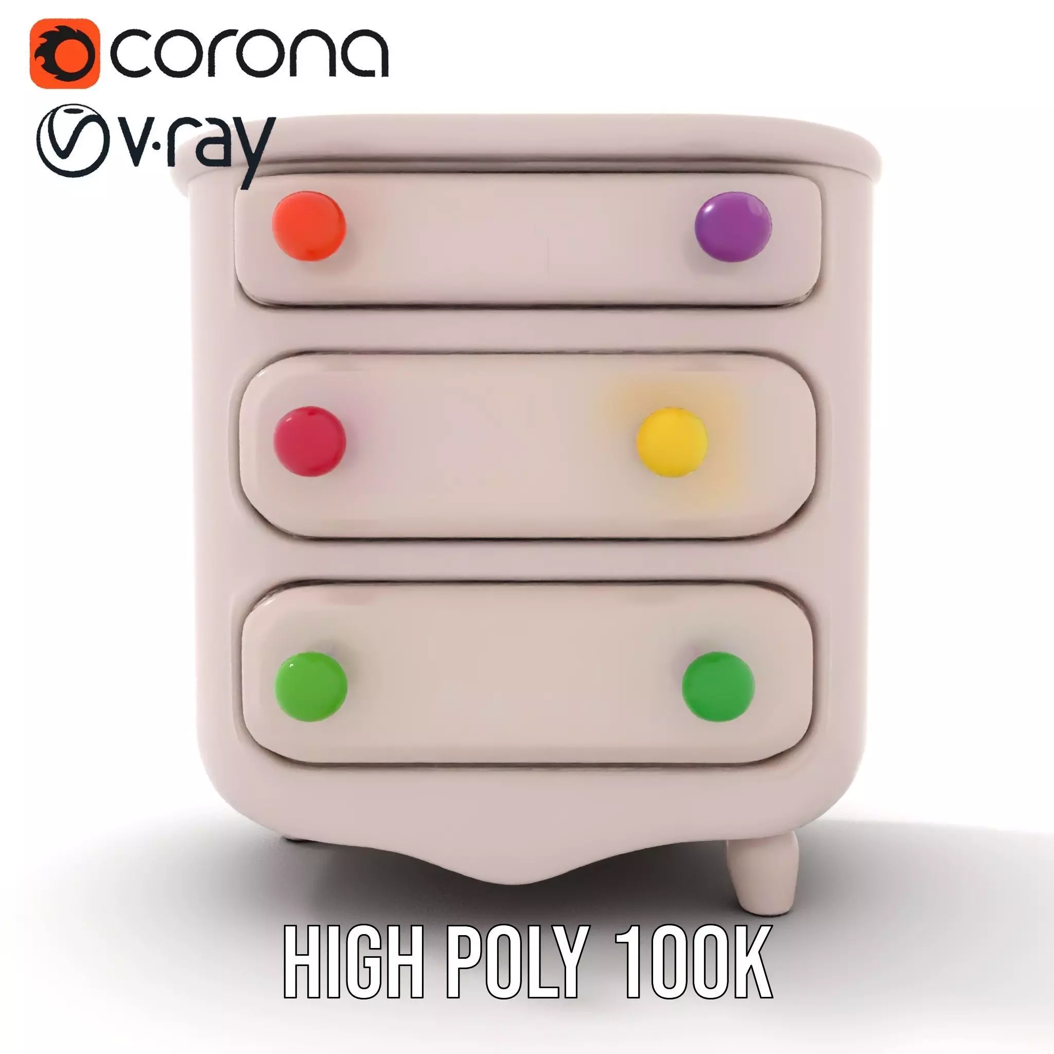 Colorful Dresser Drawer Model Pack Low-poly 3D model_21