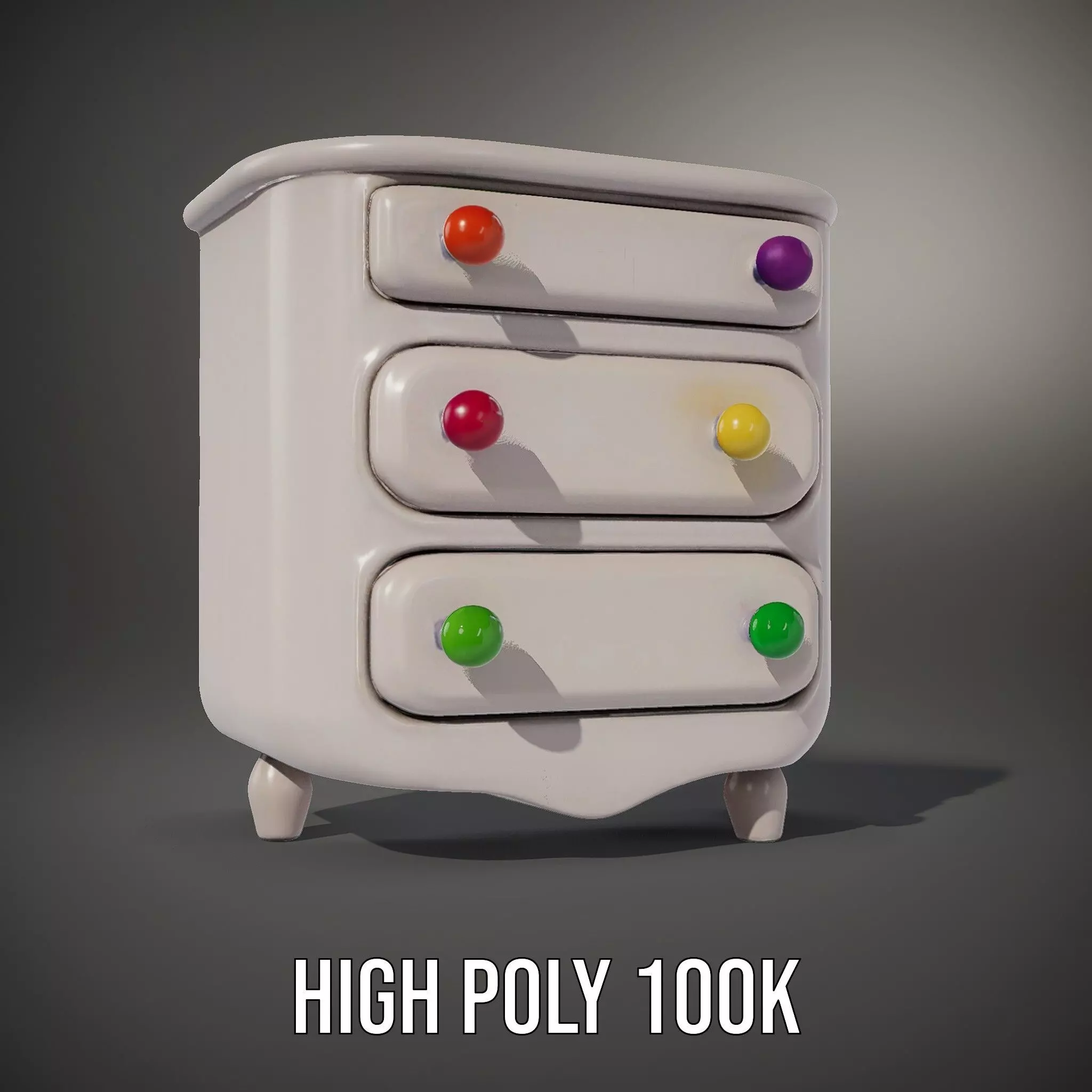 Colorful Dresser Drawer Model Pack Low-poly 3D model_11