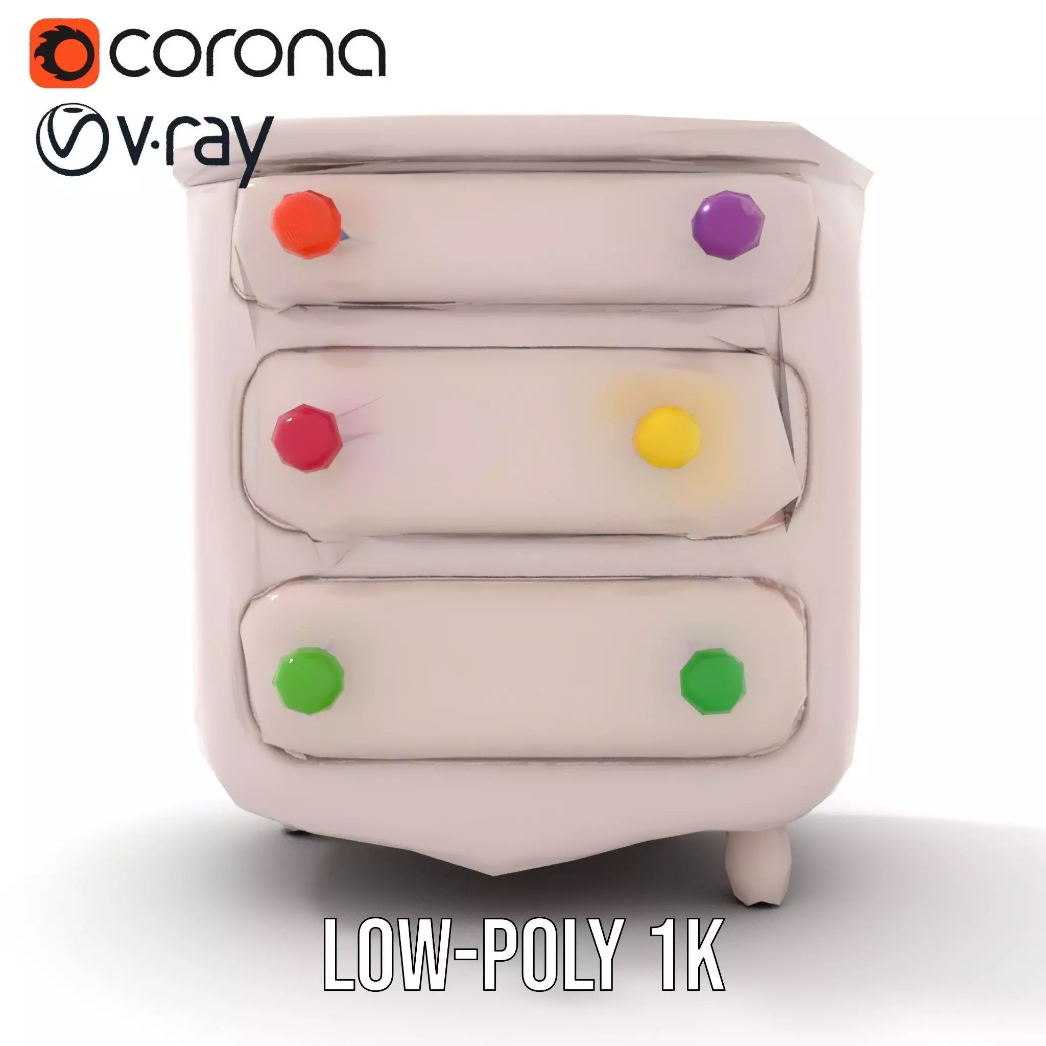 Colorful Dresser Drawer Model Pack Low-poly 3D model_23