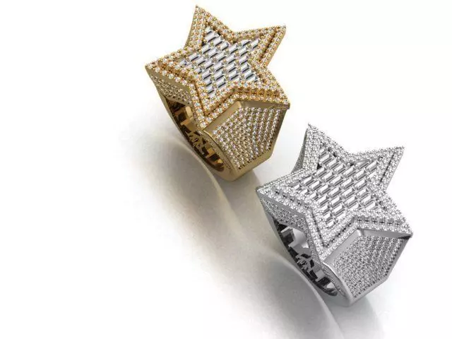 Star Ring Daimond  3D print model_1